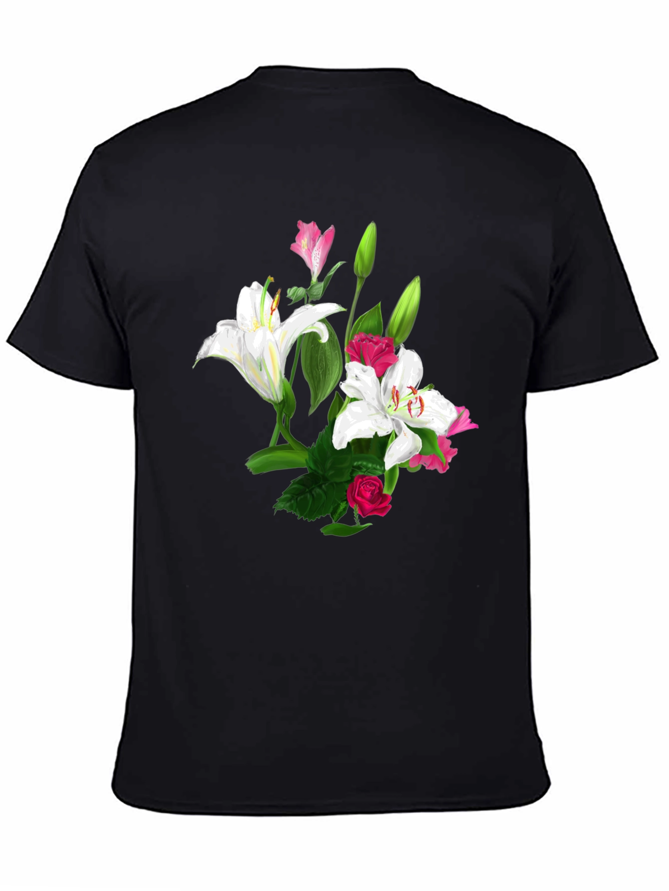 Black Floral Print T-Shirt view 4