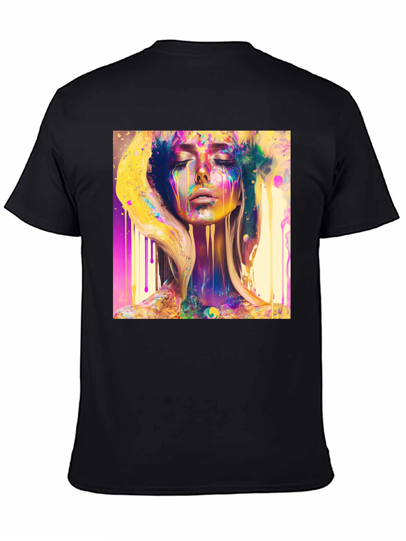 Black Colorful Woman Art T-Shirt - Modern Artistic Design view 4