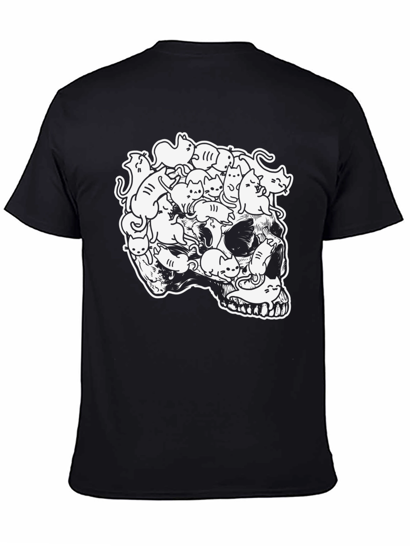 Black Skull of Cats Graphic Tee - Unique Design view 4
