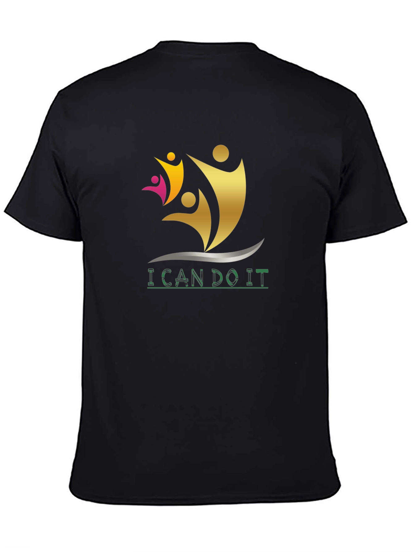 Black Inspirational Black T-Shirt - I Can Do It Design view 4