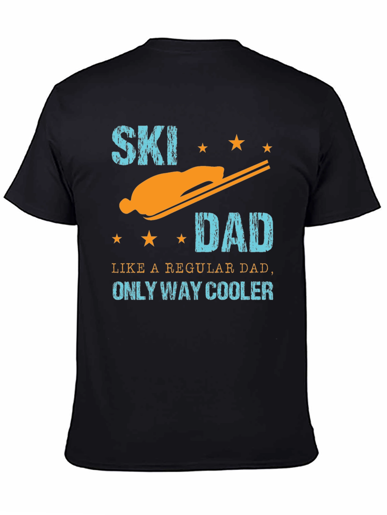 Black Cool Ski Dad Graphic Tee - Black Cotton T-Shirt view 4