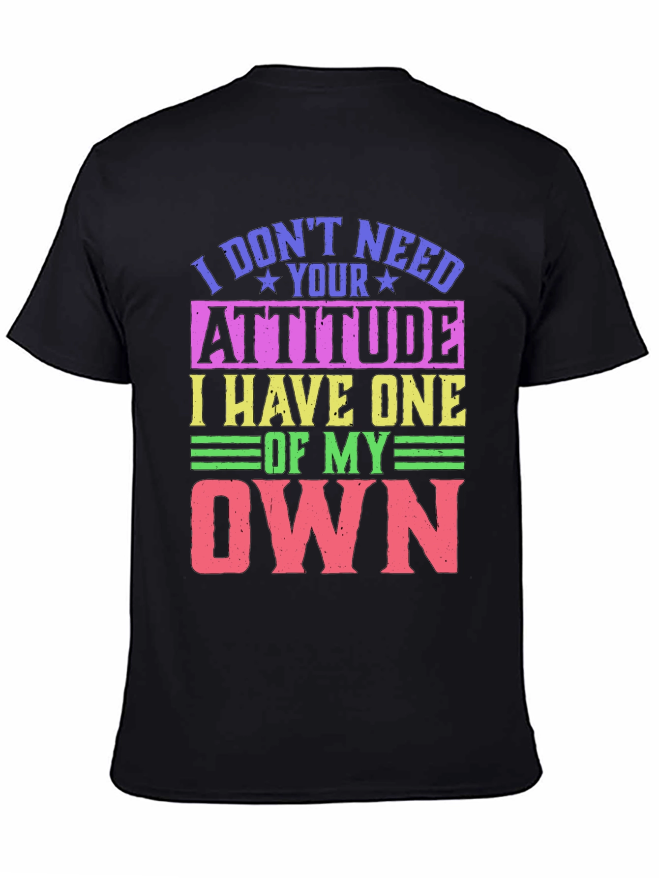 Black Humorous Attitude Graphic T-Shirt view 4