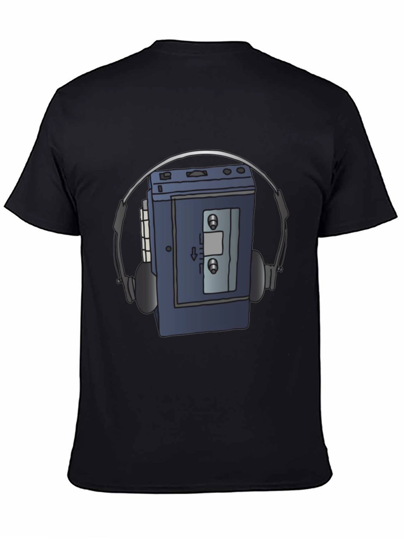 Black Retro Walkman Graphic Tee - Vintage Music Lover T-Shirt view 4