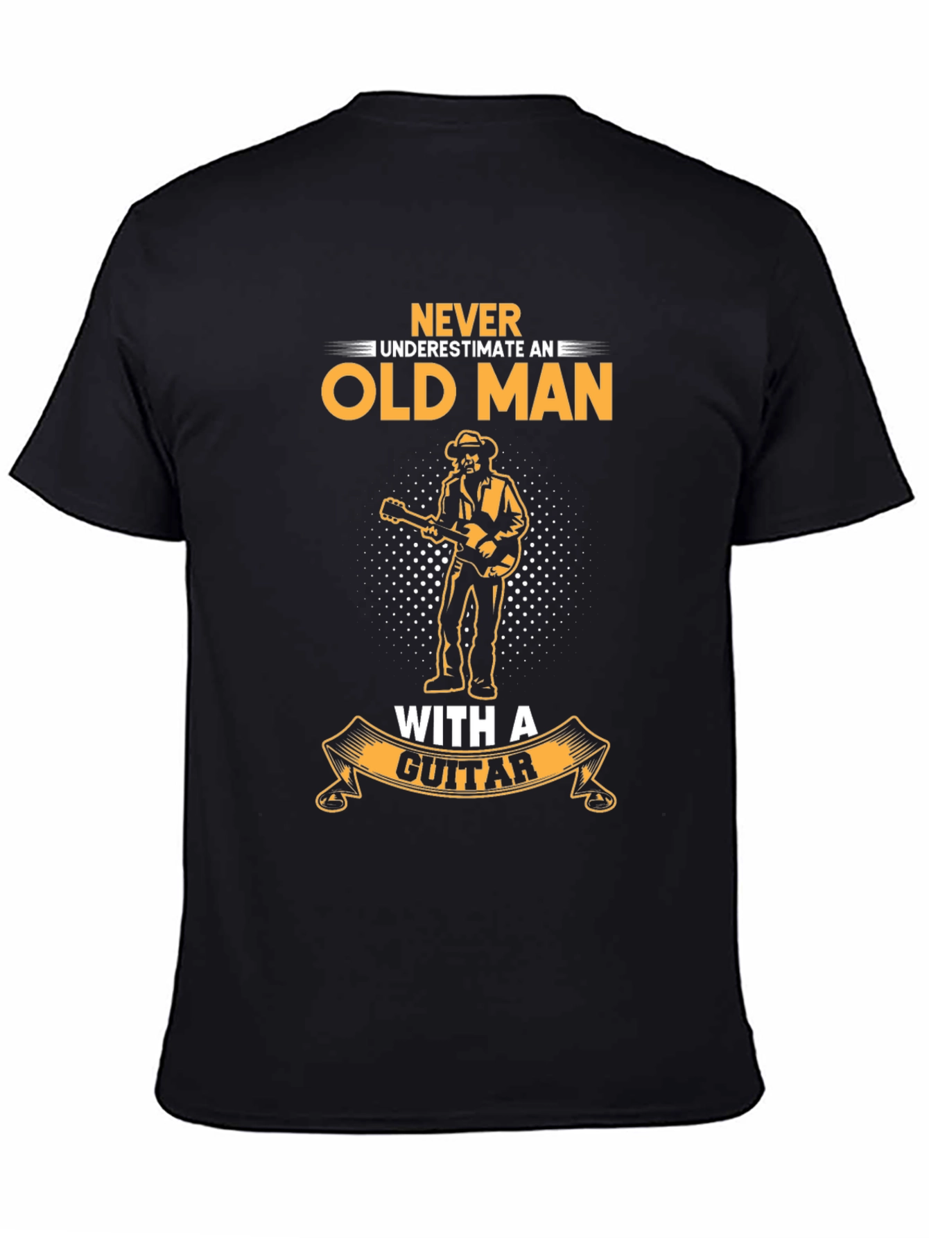 Black Never Underestimate an Old Man with a Guitar T-Shirt view 4
