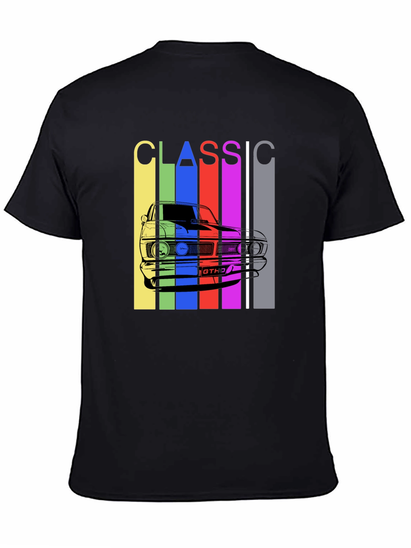 Black Classic Car T-Shirt - Retro Style Men's Tee view 4