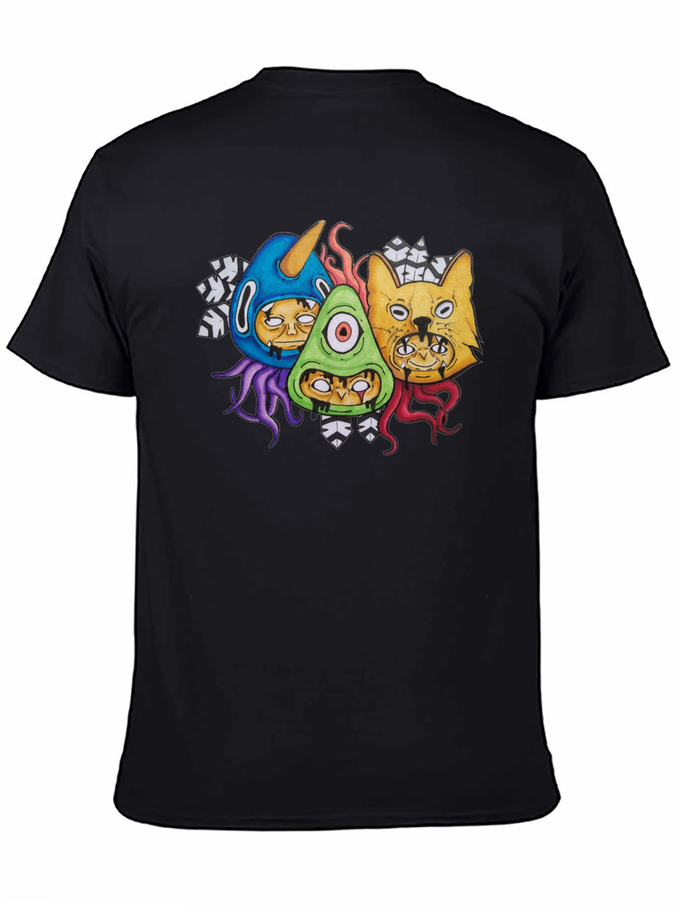 Black Monster Mash Graphic Tee - Black Cotton view 4