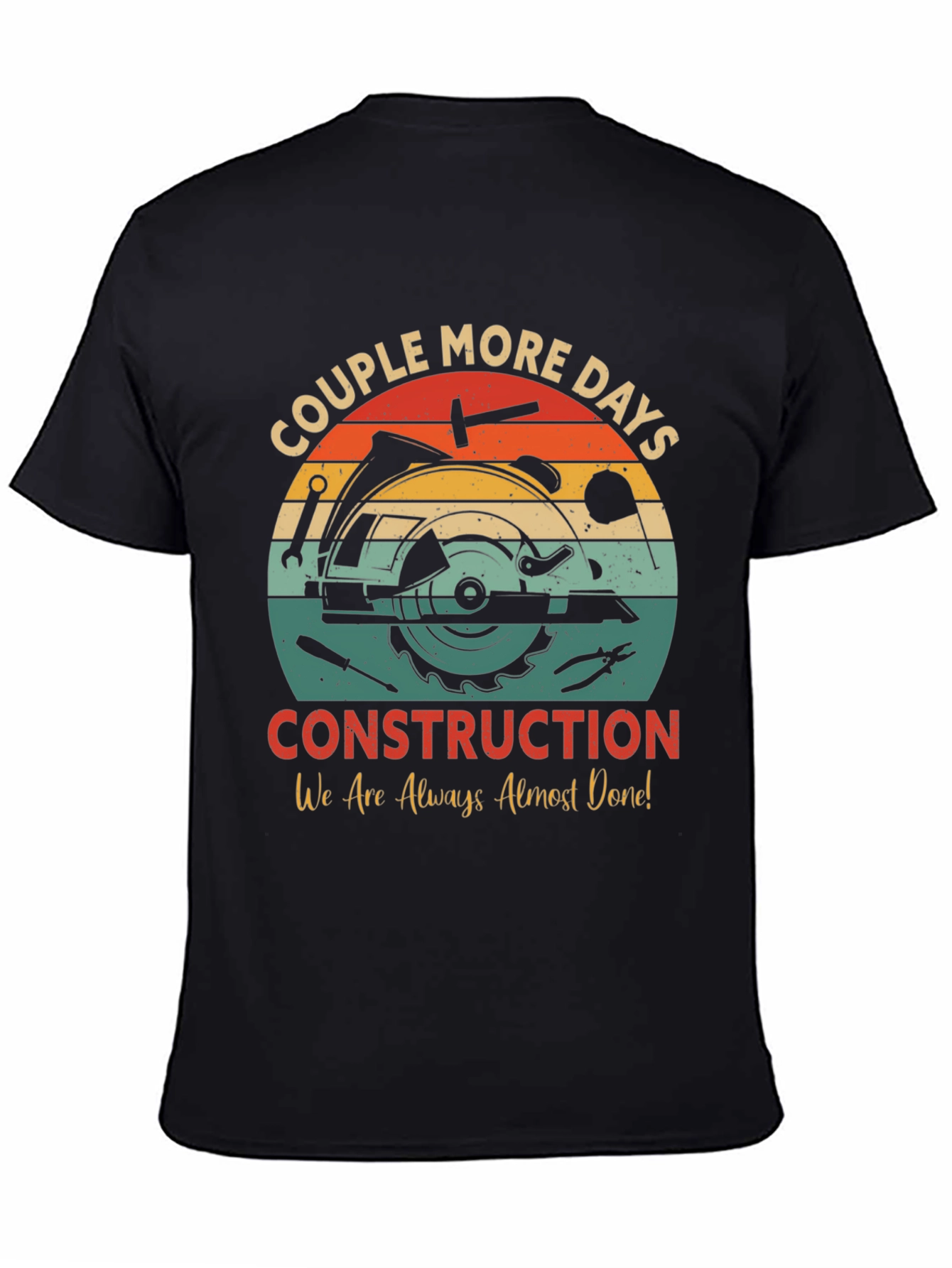 Black Construction T-Shirt: Couple More Days Design view 4