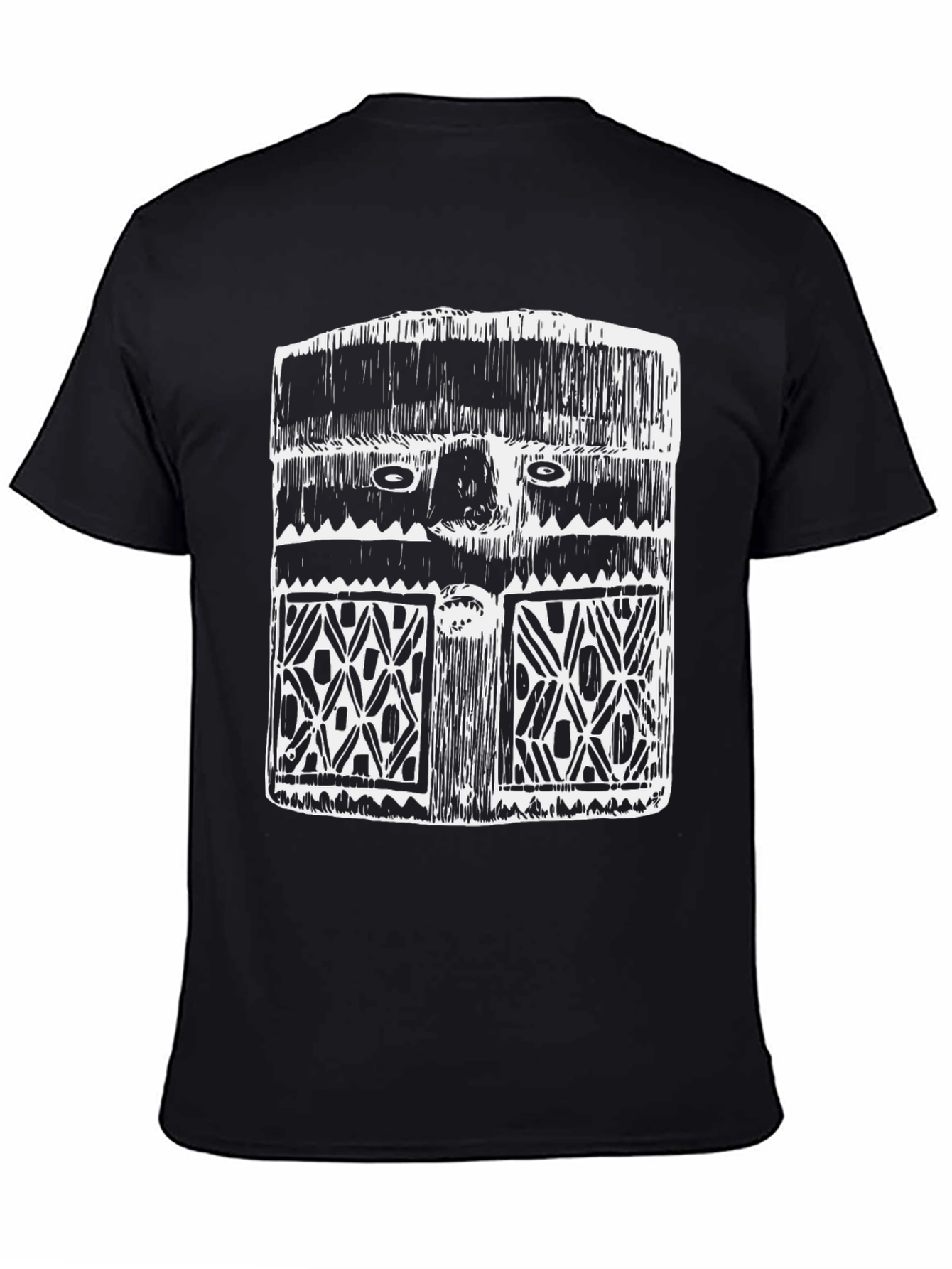Black Tribal Mask Graphic Tee - Modern Streetwear Shirt view 4