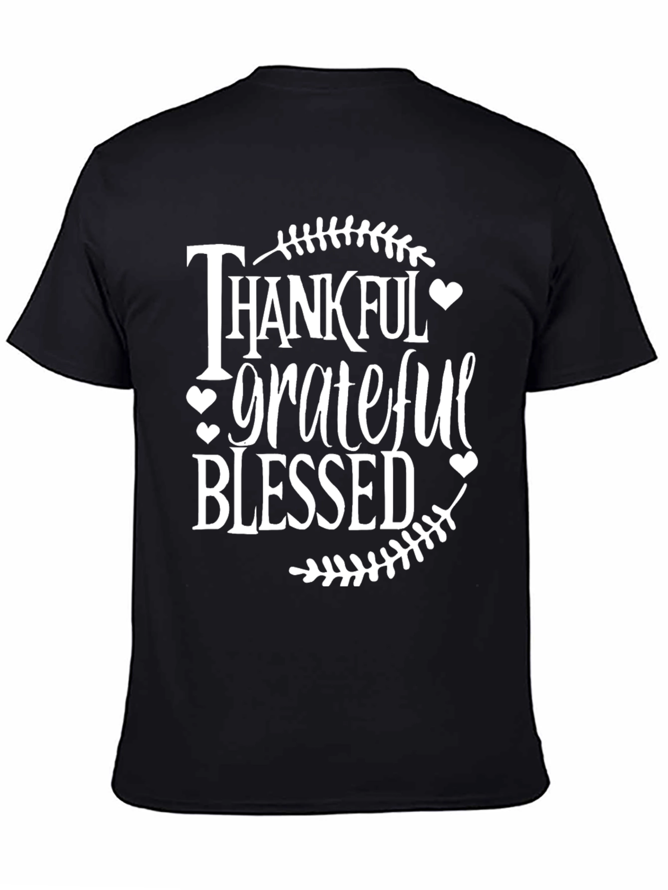 Thankful Grateful Blessed Black T-Shirt - 4