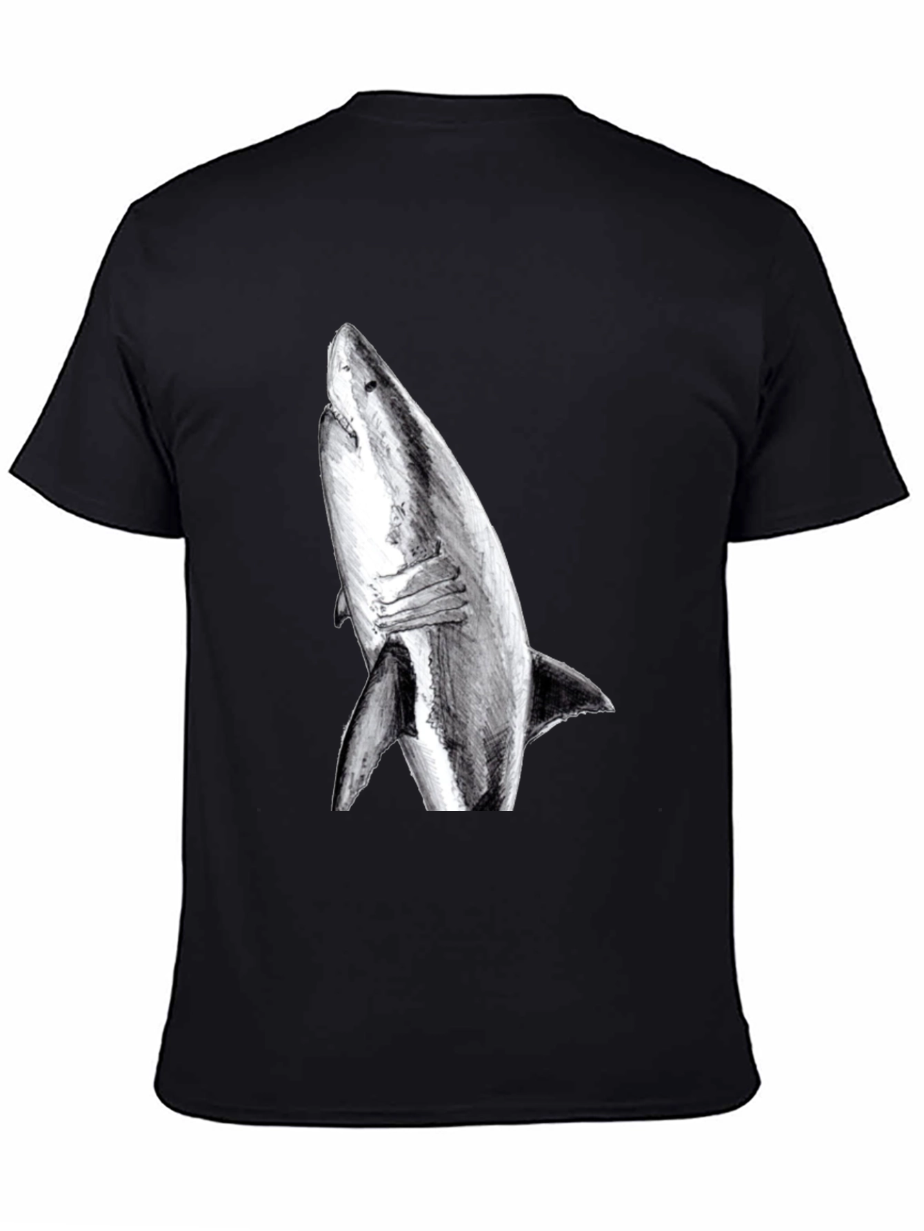 Black Shark Graphic Print Black T-Shirt view 4