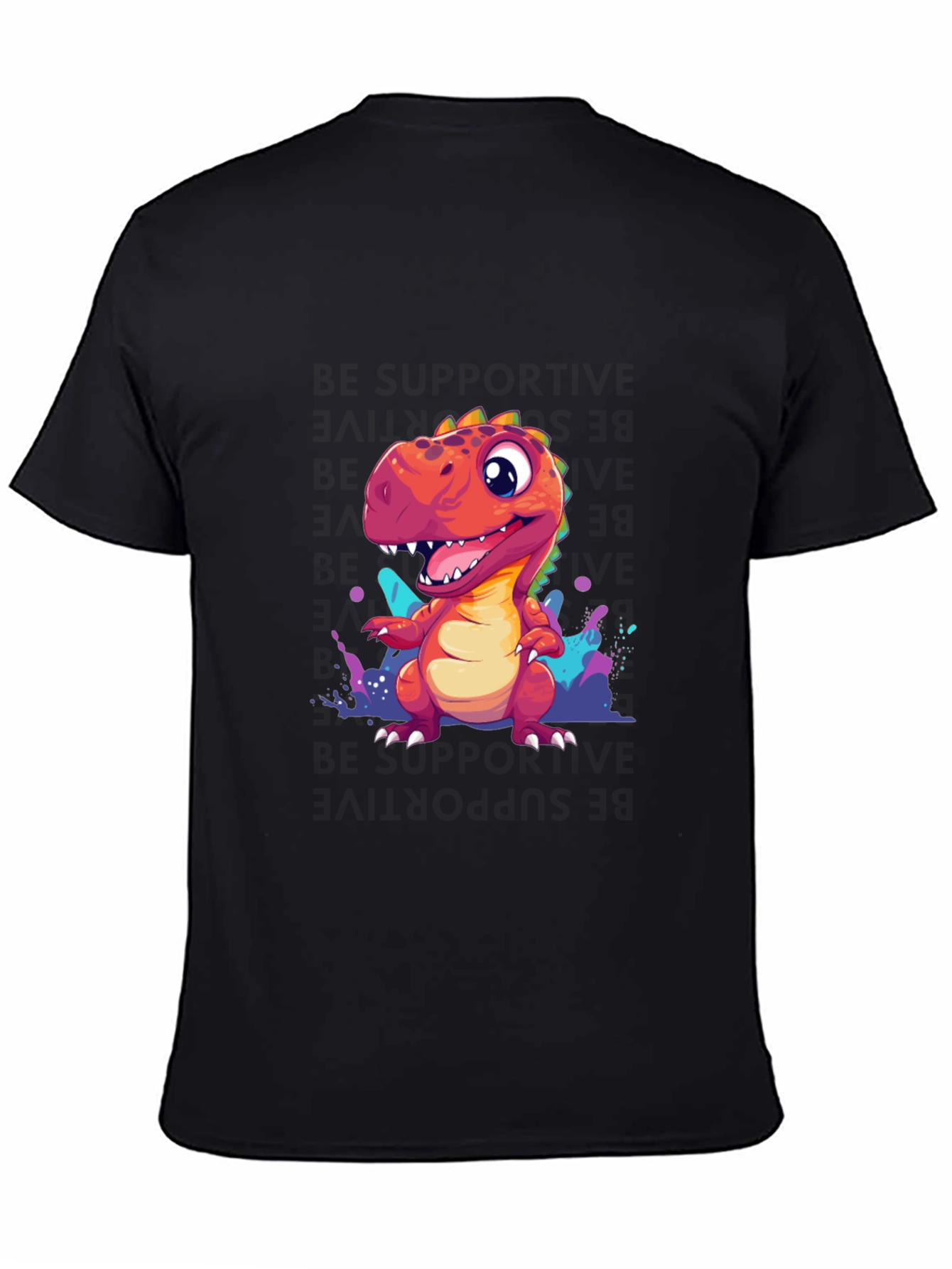 Black Dino T-Shirt - Fun Cartoon Design view 4