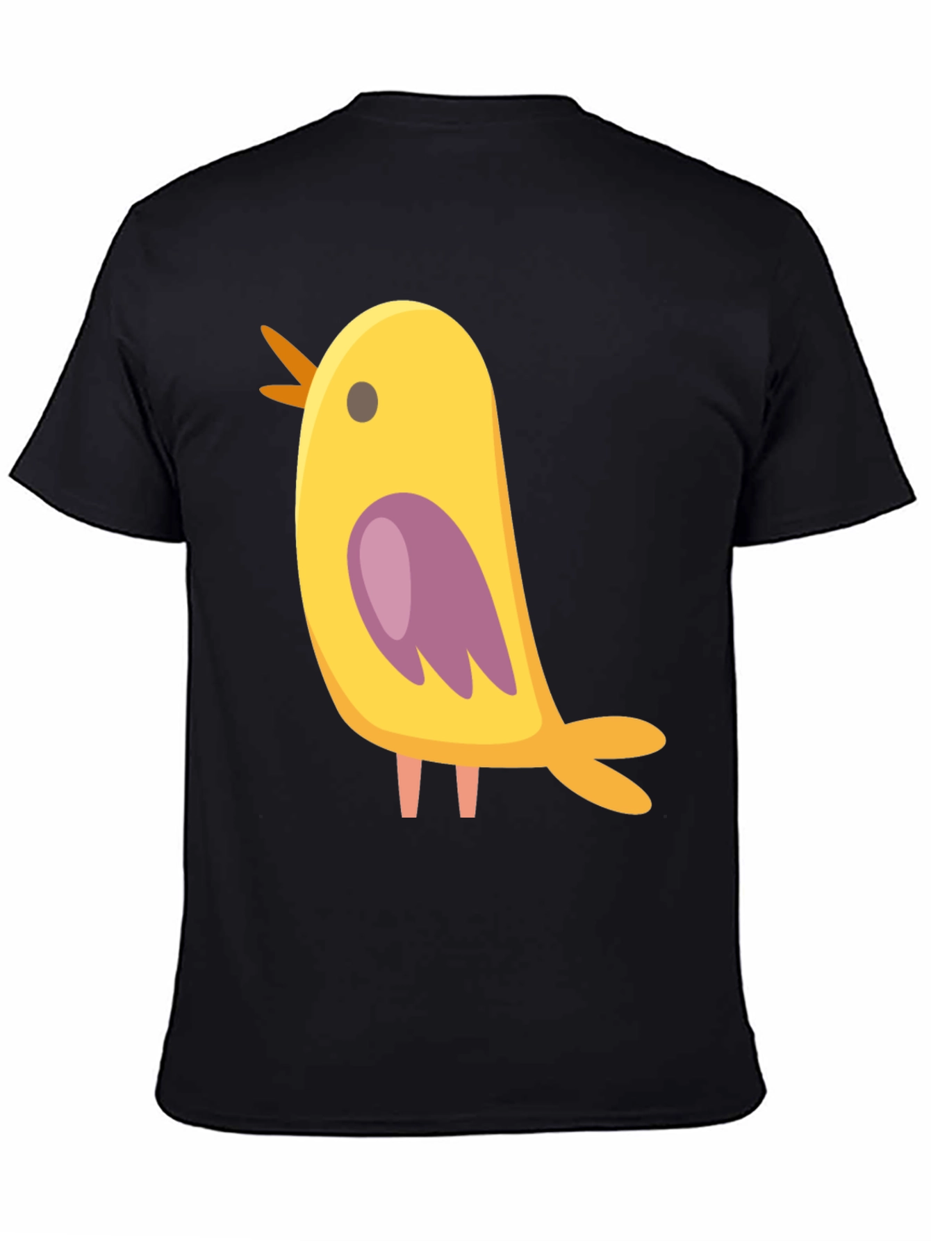 Black Cute Bird Graphic Tee - Black Cotton Blend view 4