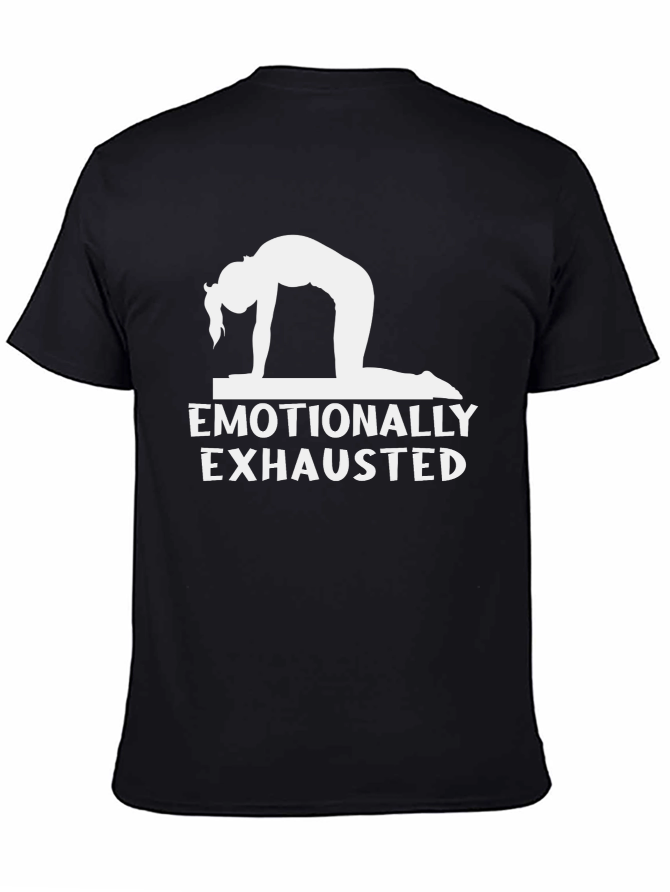 Black Emotionally Exhausted Yoga Black T-Shirt view 4