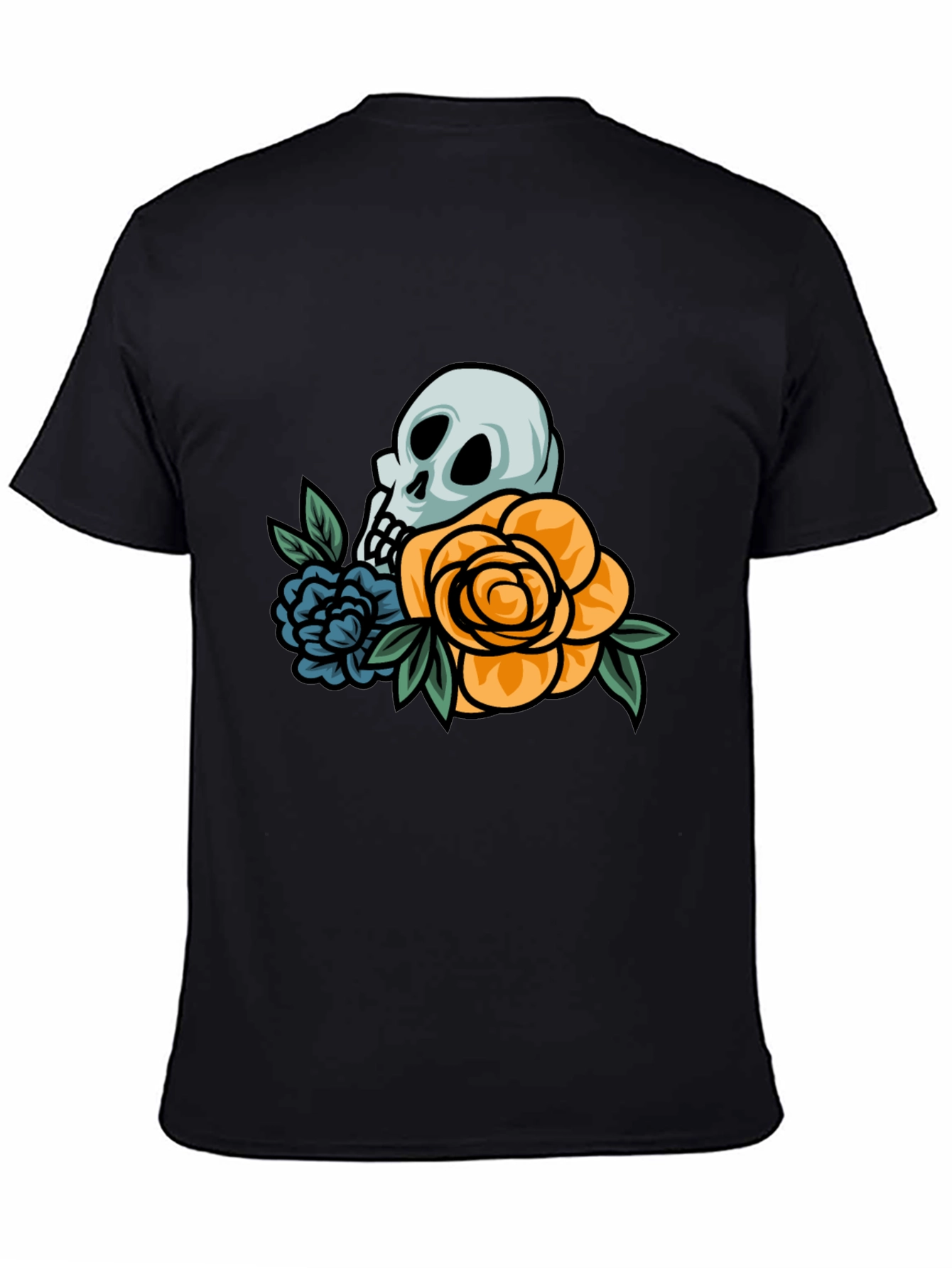 Black Skull & Roses Graphic T-Shirt view 4
