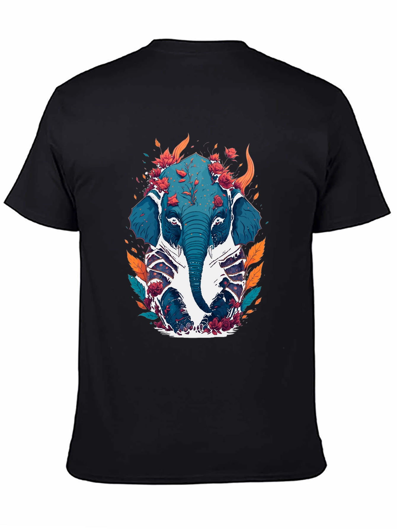 Black Floral Elephant Graphic Tee - Black Cotton Blend view 4