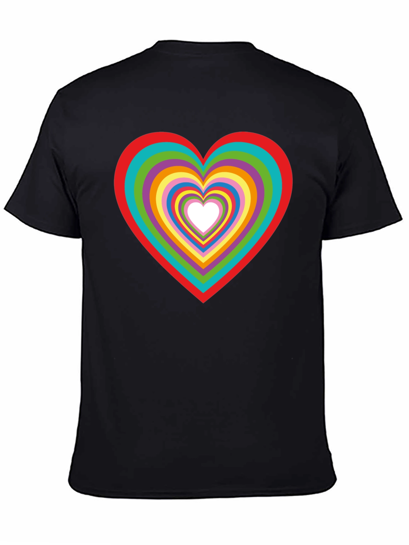 Black Rainbow Heart Graphic Tee - Stylish Cotton T-Shirt view 4
