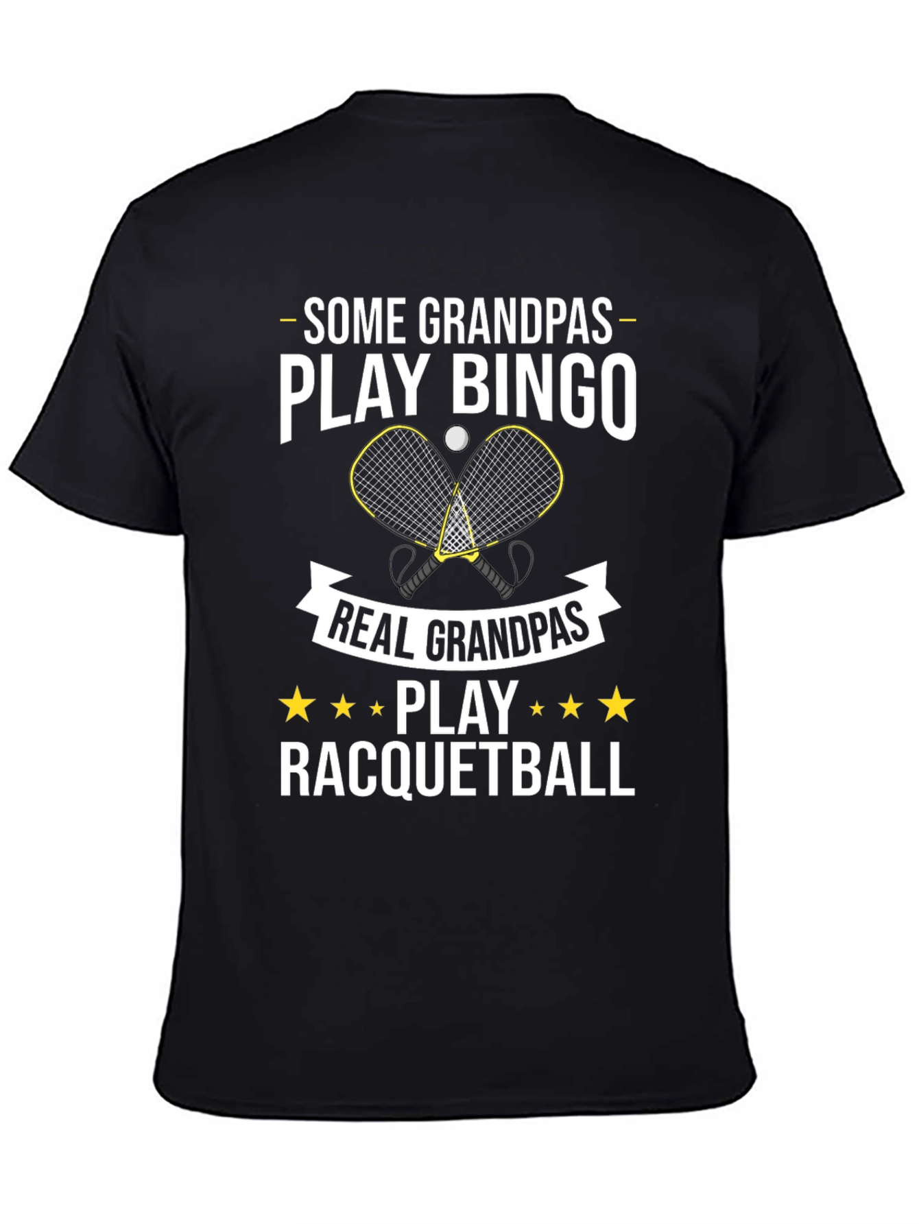 Black Funny Grandpas Racquetball T-Shirt view 4