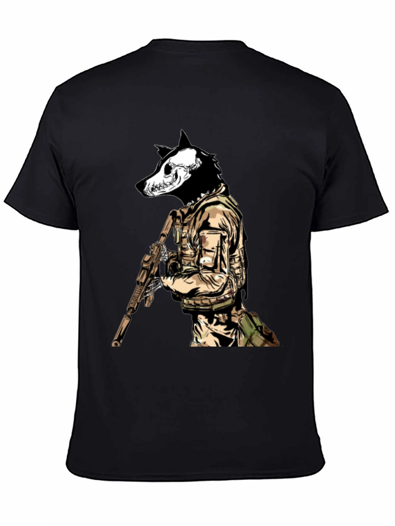 Black Tactical Wolf T-Shirt - Military Style view 4