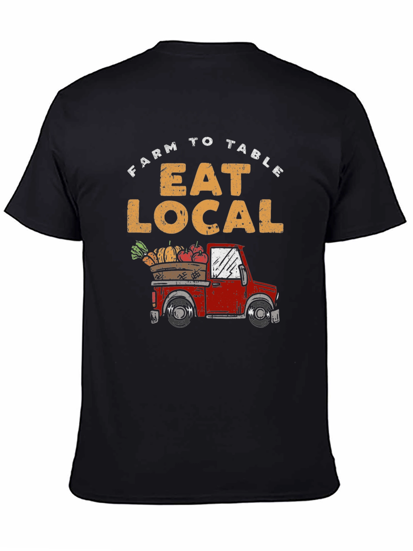 Black Farm to Table Eat Local T-Shirt view 4
