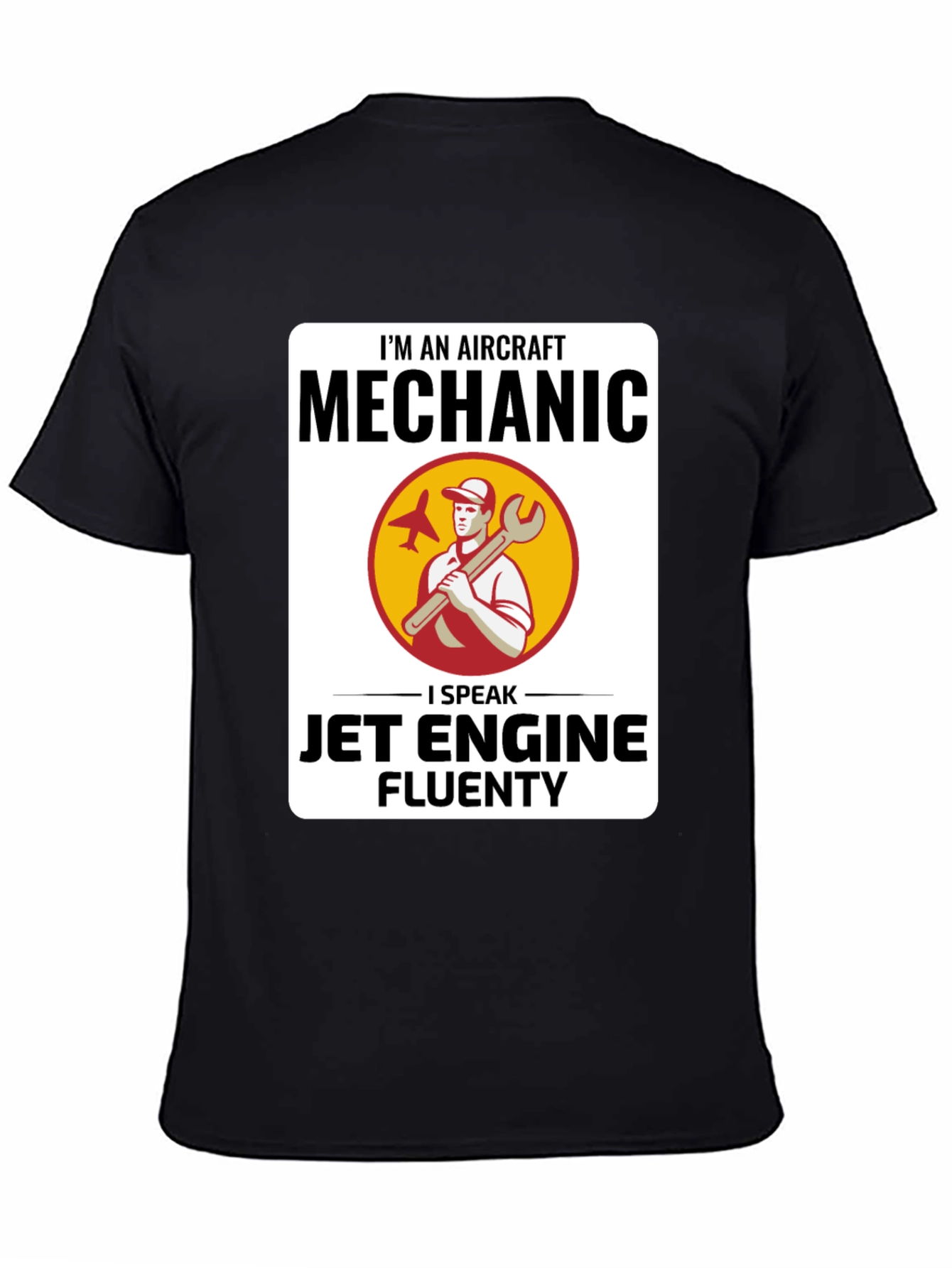 Black Aircraft Mechanic Jet Engine T-Shirt view 4