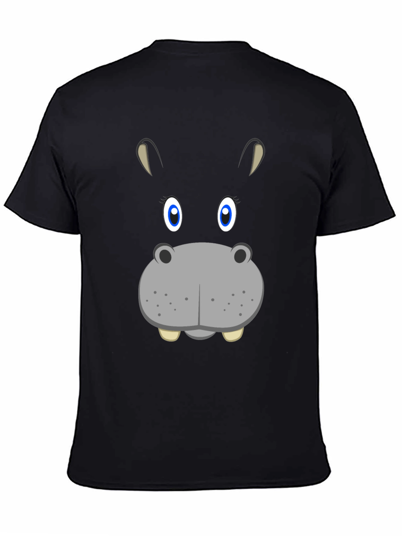 Black Hippo Face Graphic Tee - Unique Animal Design view 4