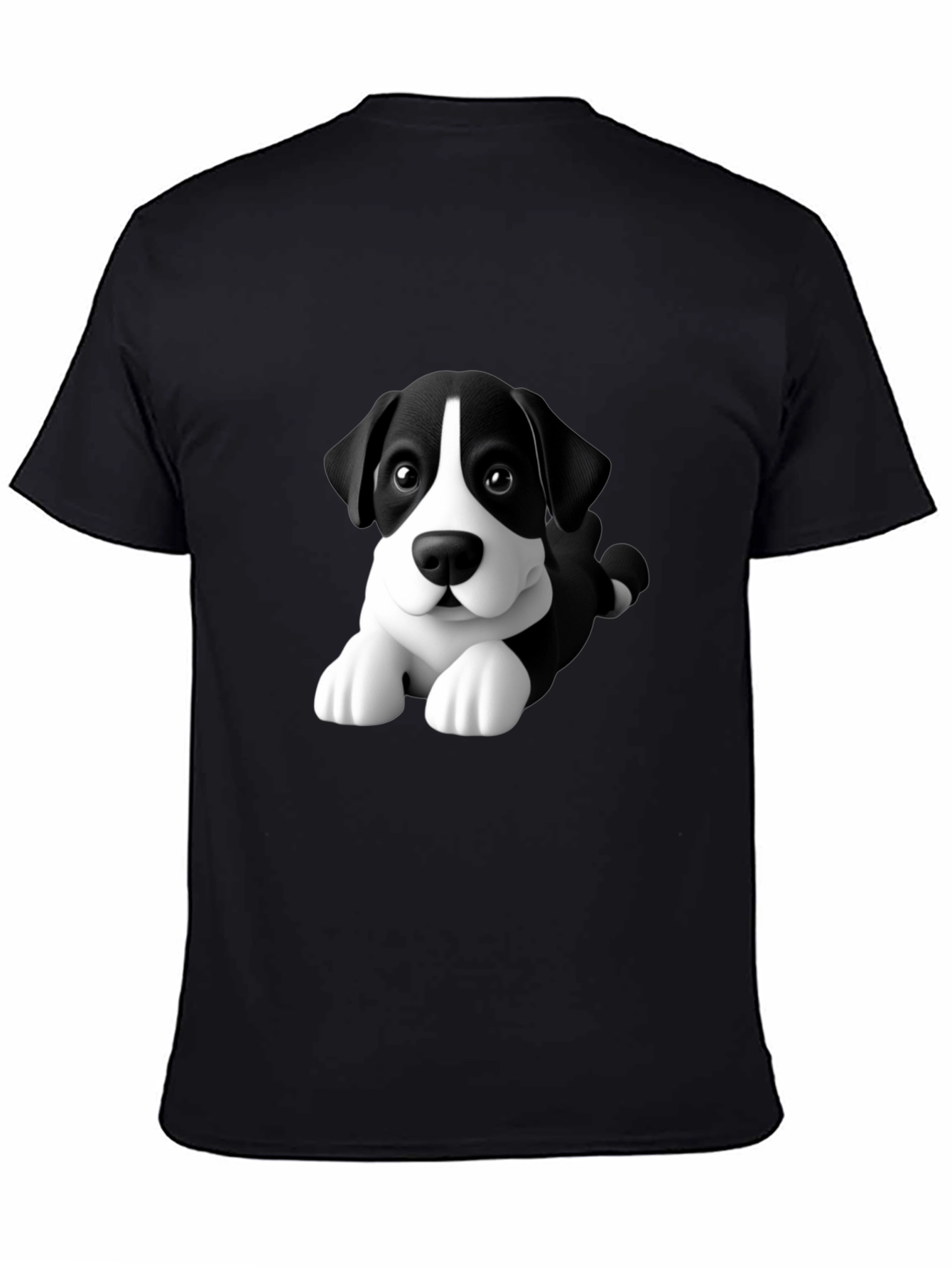 Cartoon Dog Graphic Tee - Men's Black T-Shirt - 4