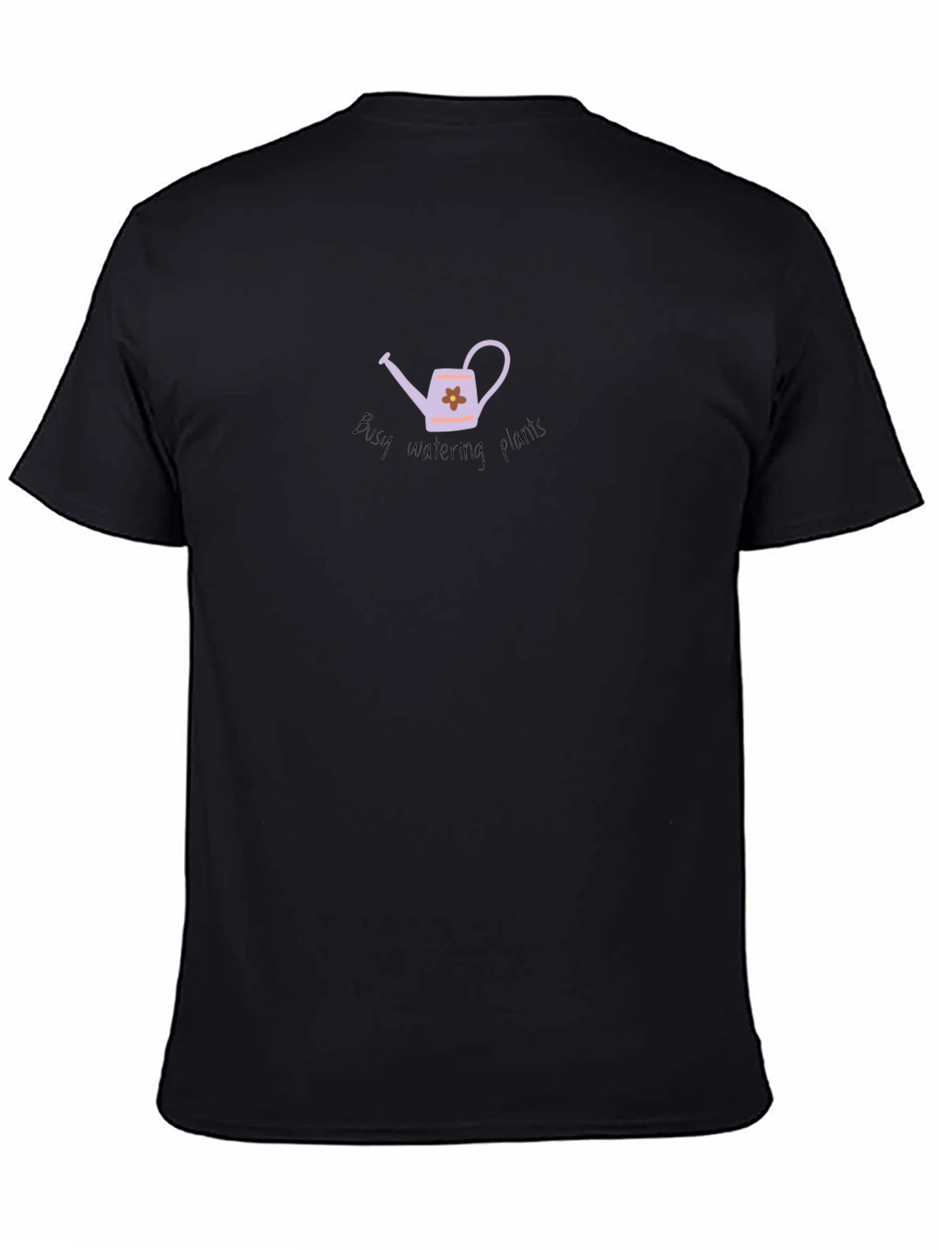 Black Busy Watering Plants Graphic Tee - Black view 4