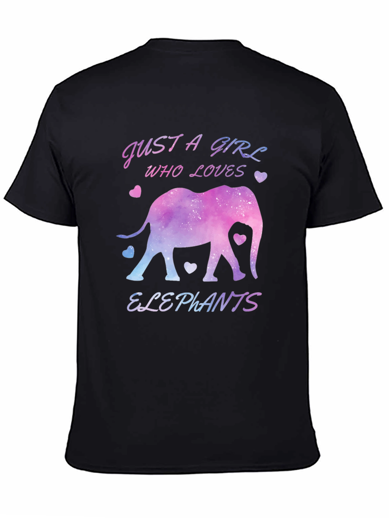 Black Just a Girl Who Loves Elephants T-Shirt view 4