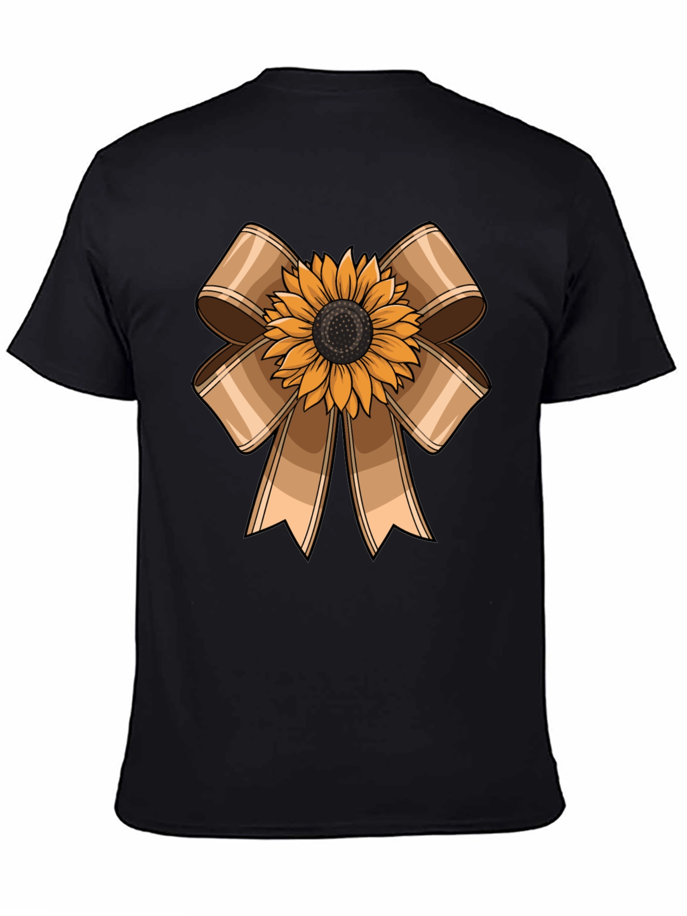 Black Sunflower Bow Graphic Tee - Casual Comfort view 4