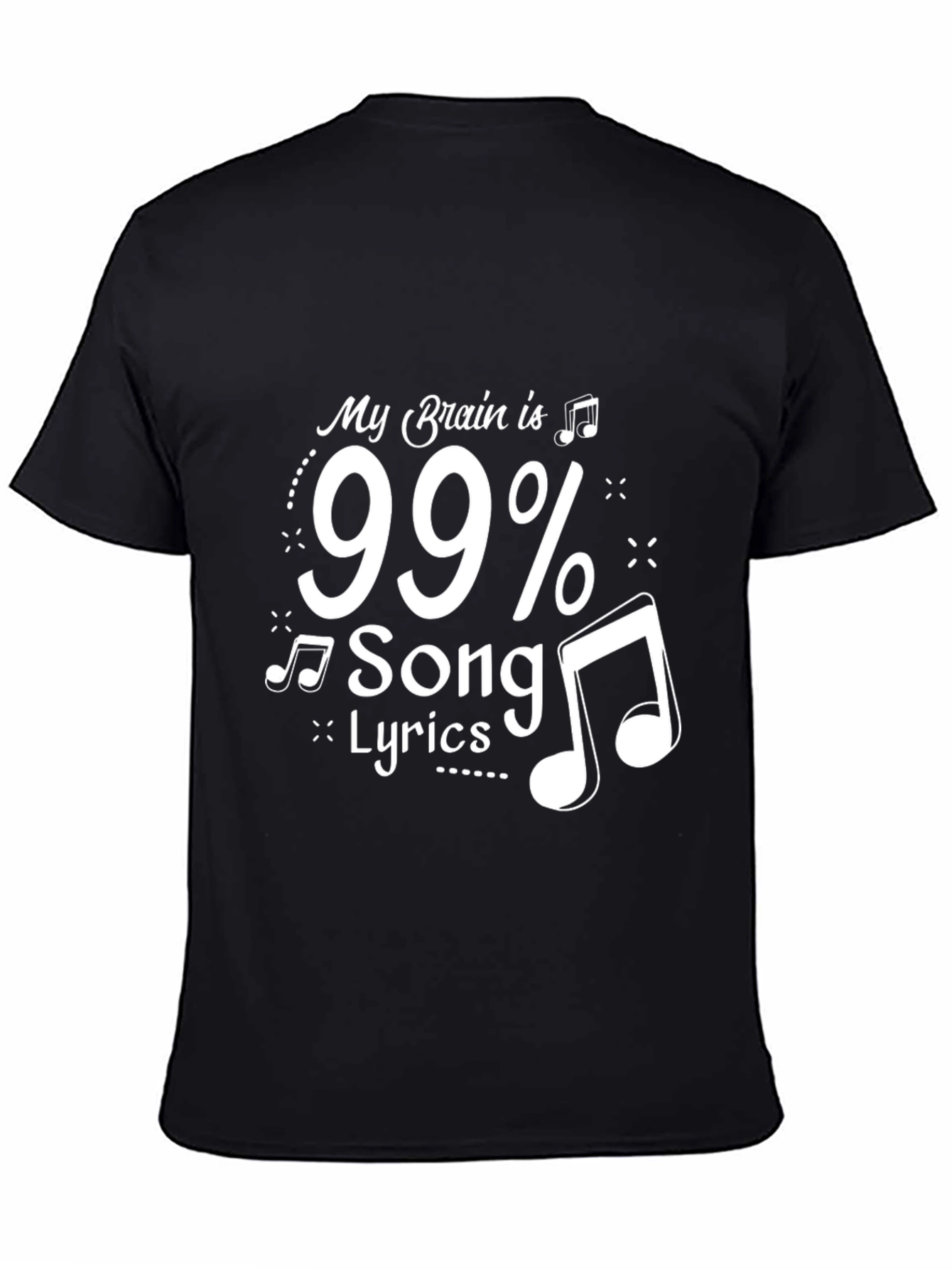 Black 99% Song Lyrics Black Tee - Music Lover Gift view 4