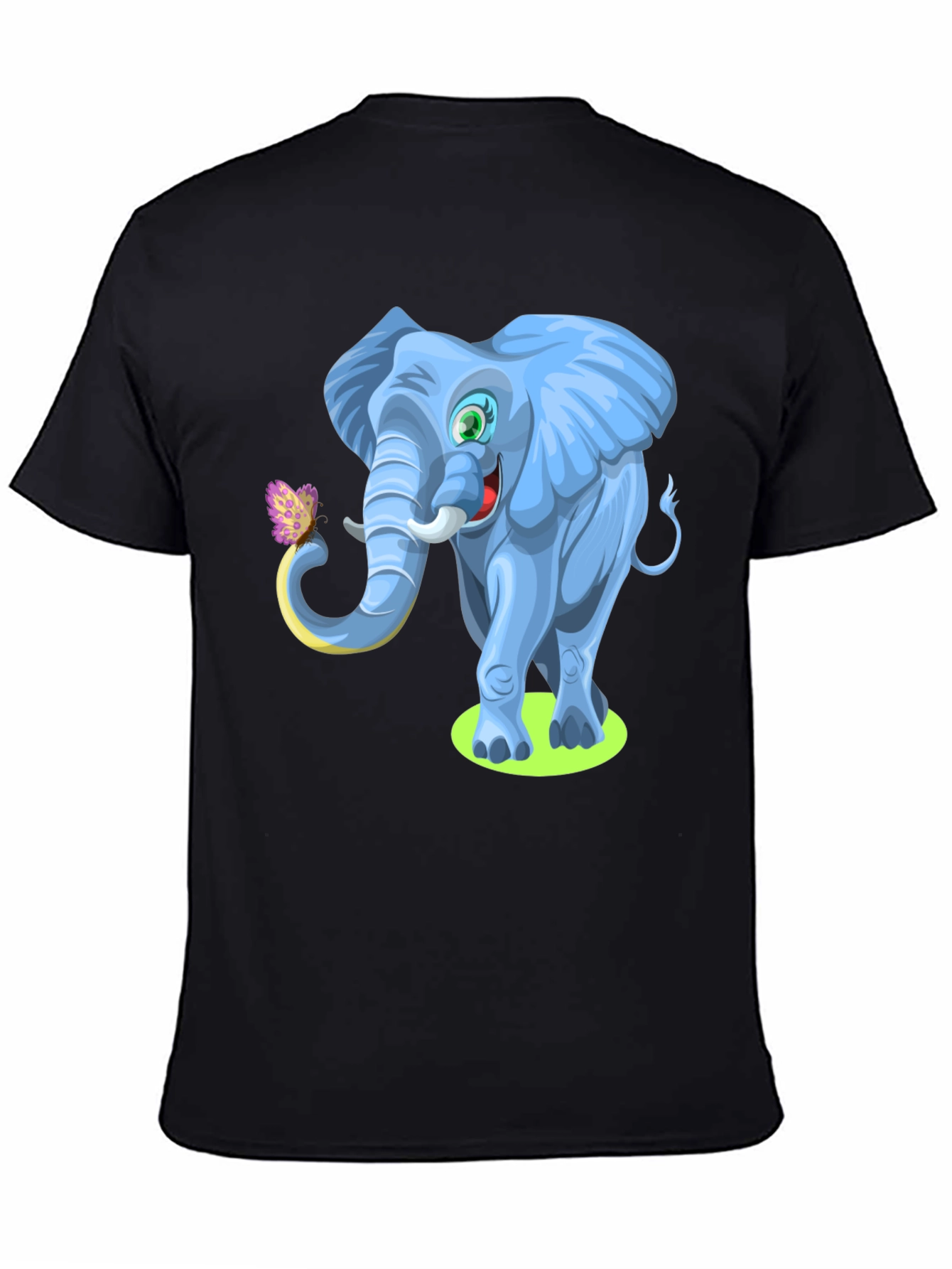Black Cartoon Elephant Graphic Tee - Soft Cotton Blend view 4