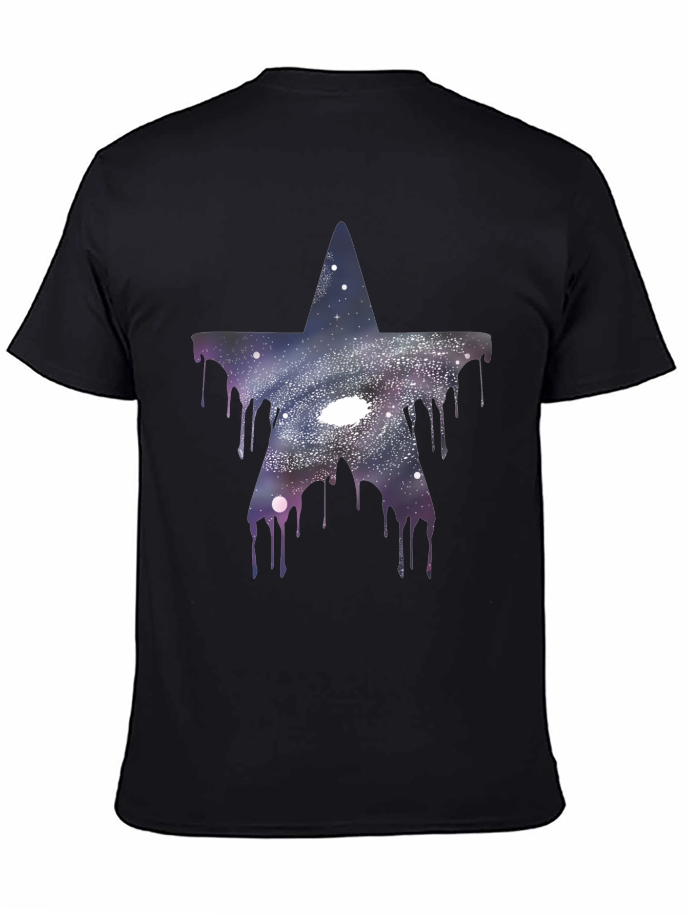 Black Galaxy Star Drip T-Shirt - Unique Graphic Tee view 4