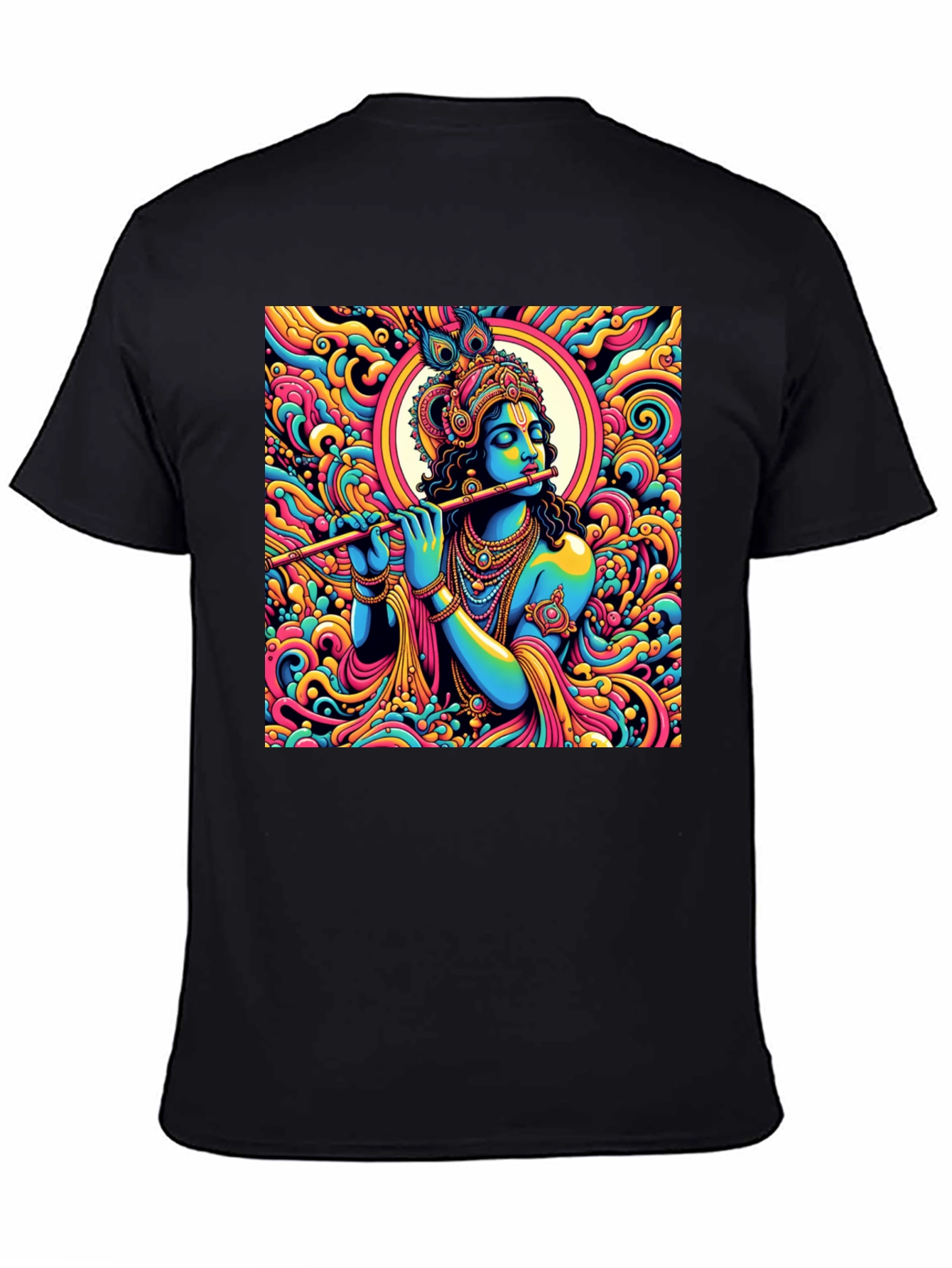 Black Krishna Psychedelic Art T-Shirt view 4