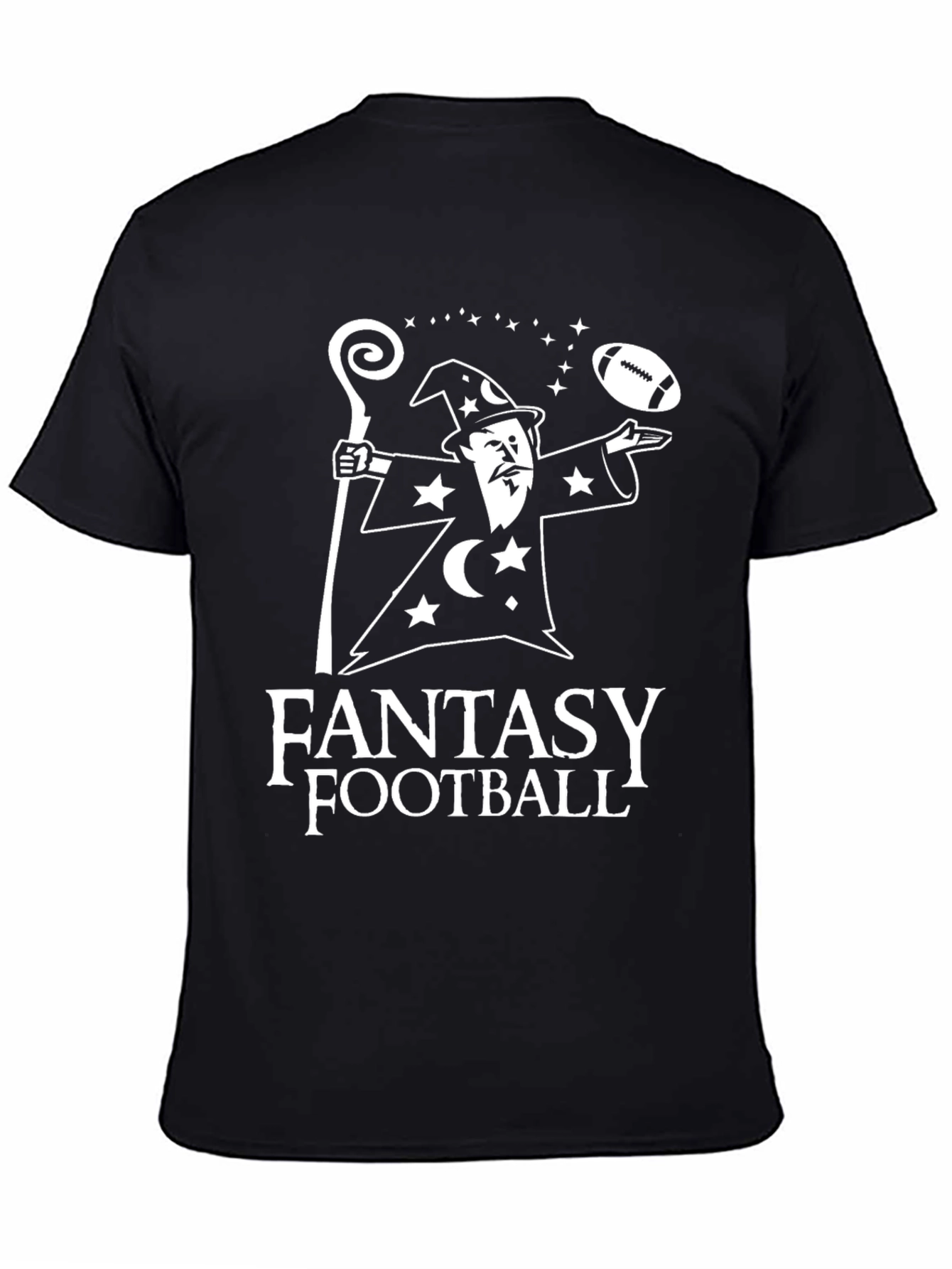 Black Fantasy Football Wizard Graphic T-Shirt - Black view 4