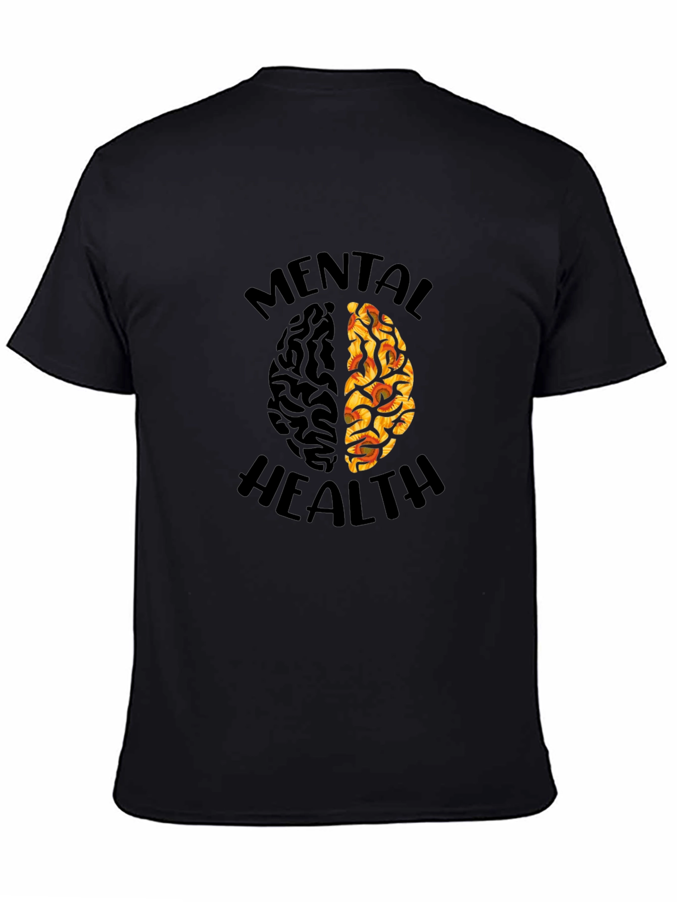 Black Mental Health Brain Graphic T-Shirt view 4