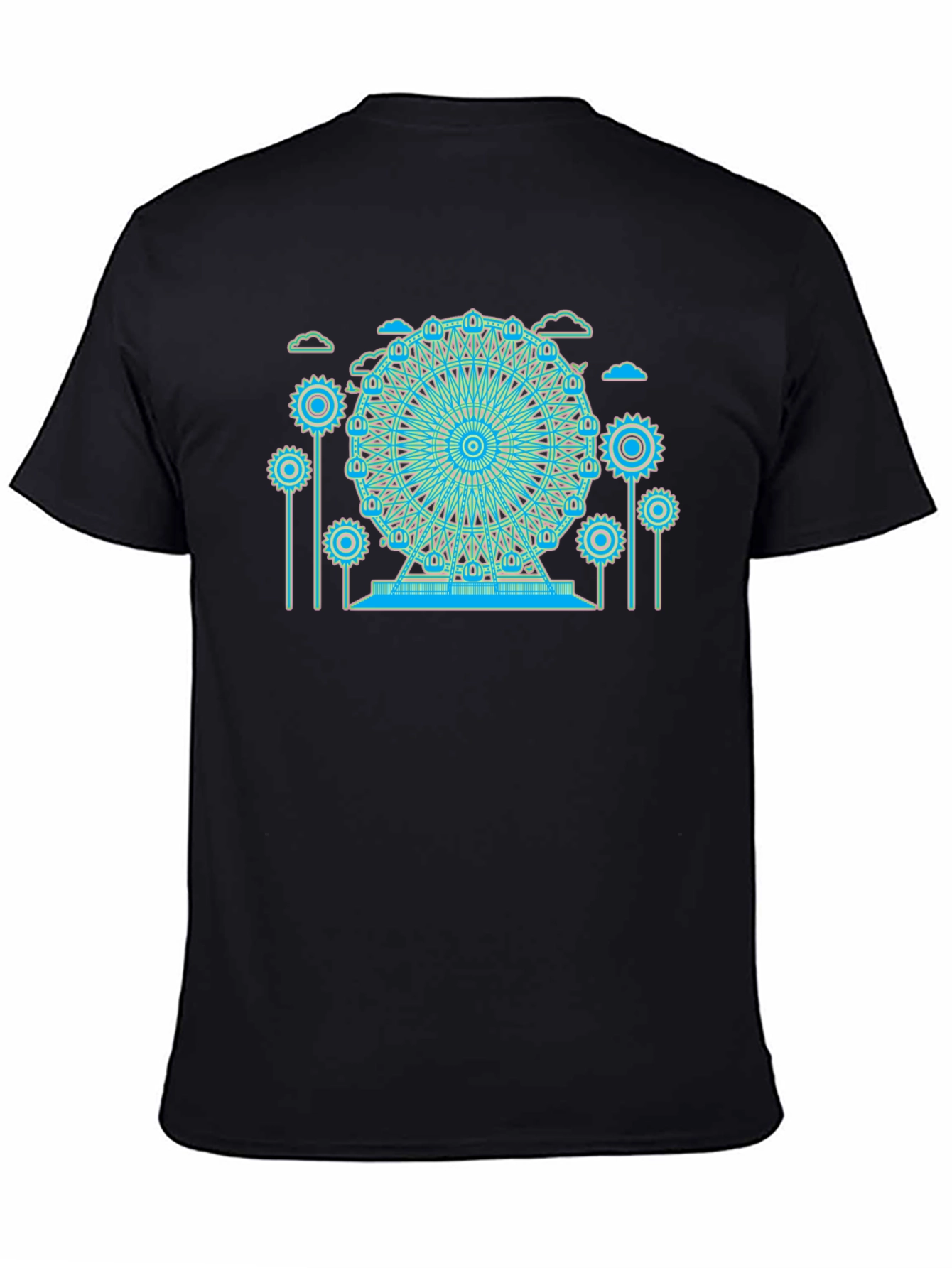 Black Ferris Wheel Graphic Tee - Black Cotton Blend view 4