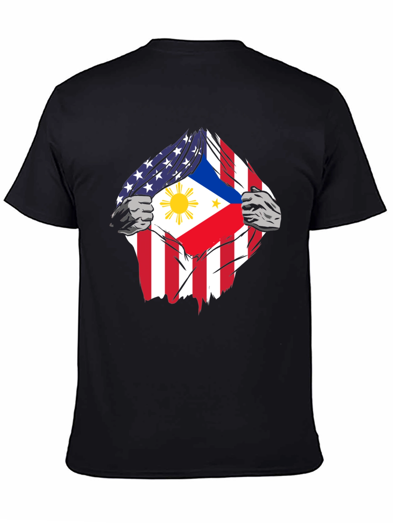 Black USA Philippines Flag Graphic T-Shirt view 4