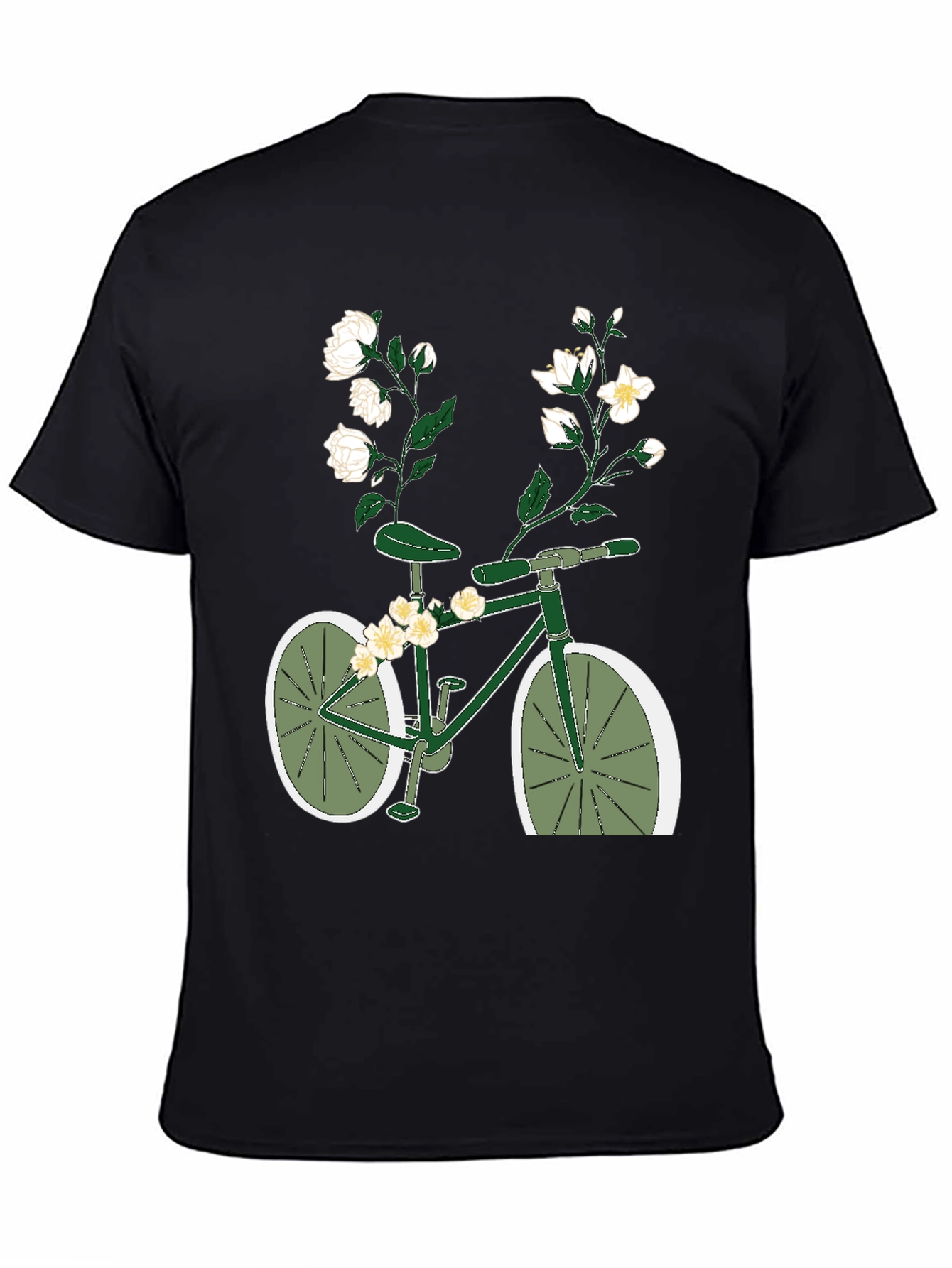 Black Floral Bicycle Graphic Tee - Unique Design view 4