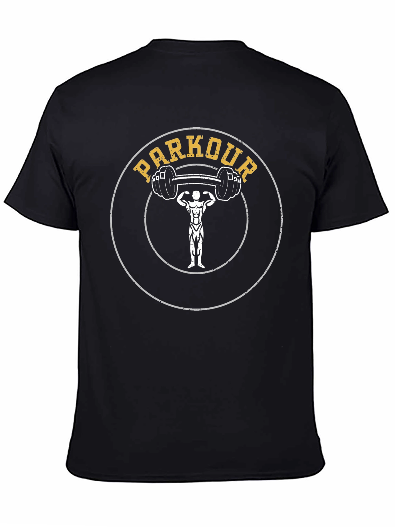 Black Parkour Weightlifting Design T-Shirt view 4