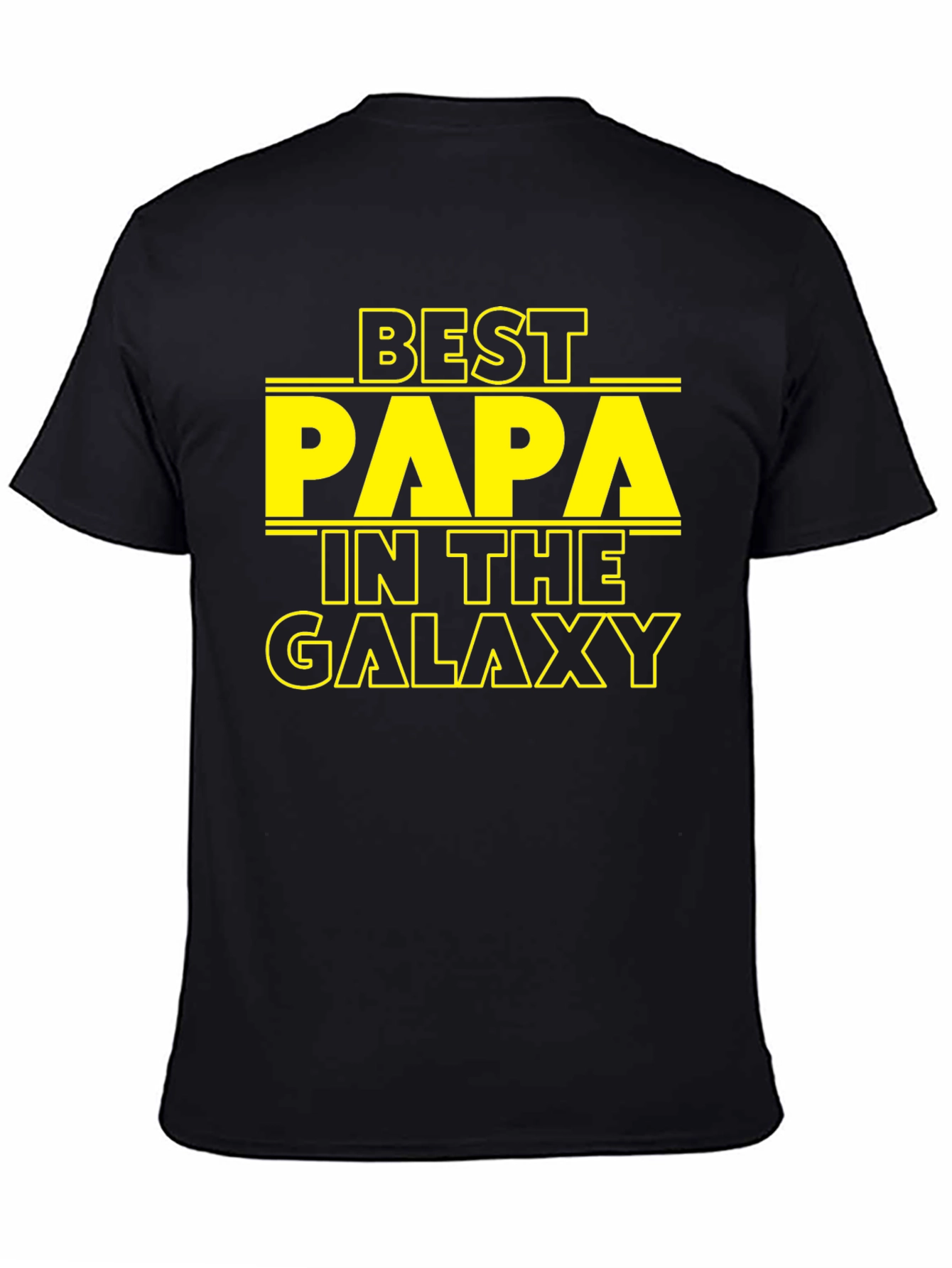 Black Best Papa in the Galaxy Black T-Shirt view 4