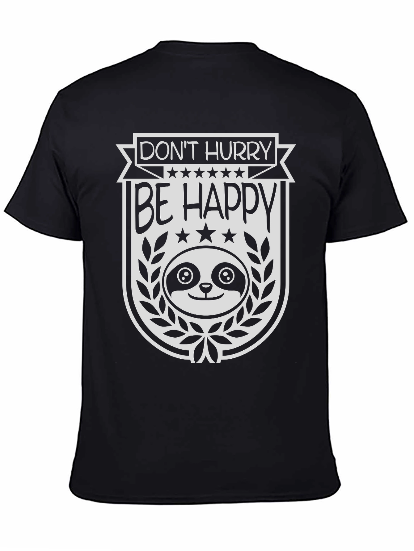 Black Don't Hurry Be Happy Sloth Graphic Tee view 4