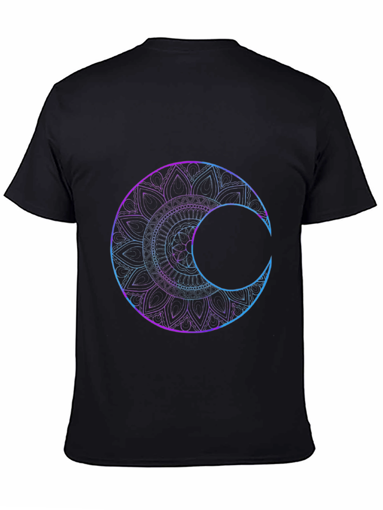 Black Mystic Mandala Moon Graphic T-Shirt view 4