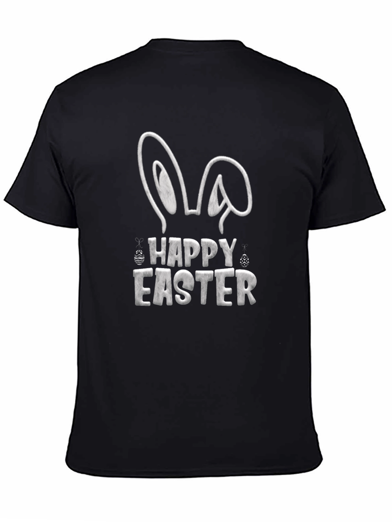 Camiseta Negra Feliz Pascua Diseño Conejo