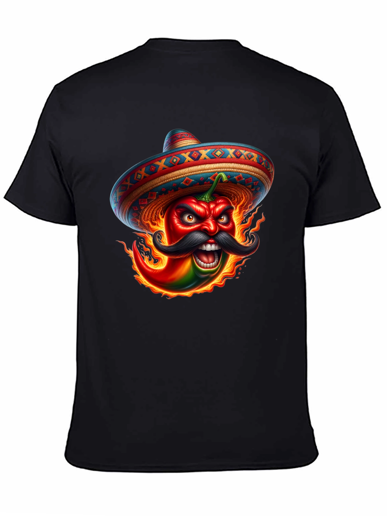 Black Fiery Pepper Sombrero Graphic Tee view 4