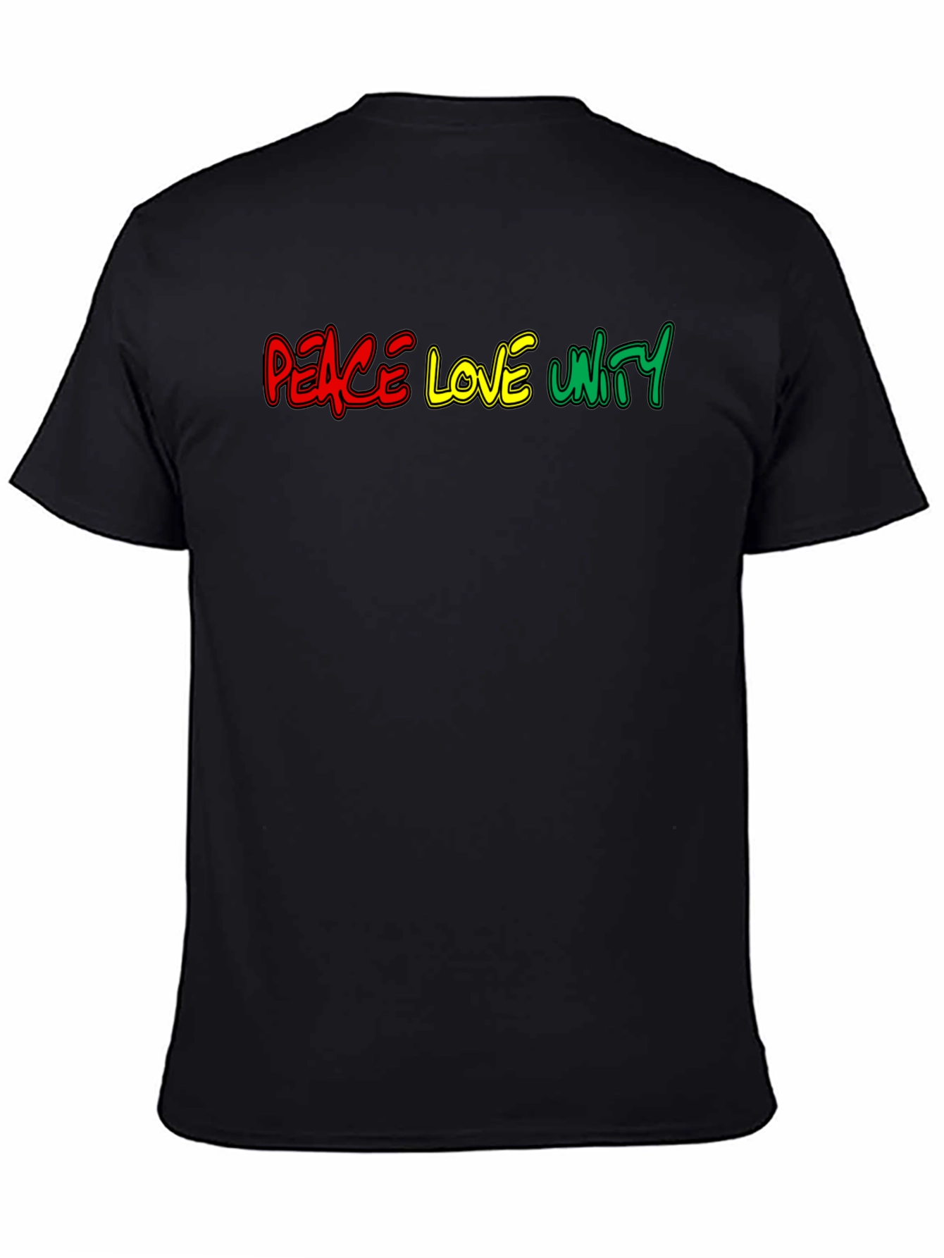 Black Peace Love Unity Graphic Tee - Black Cotton T-Shirt view 4