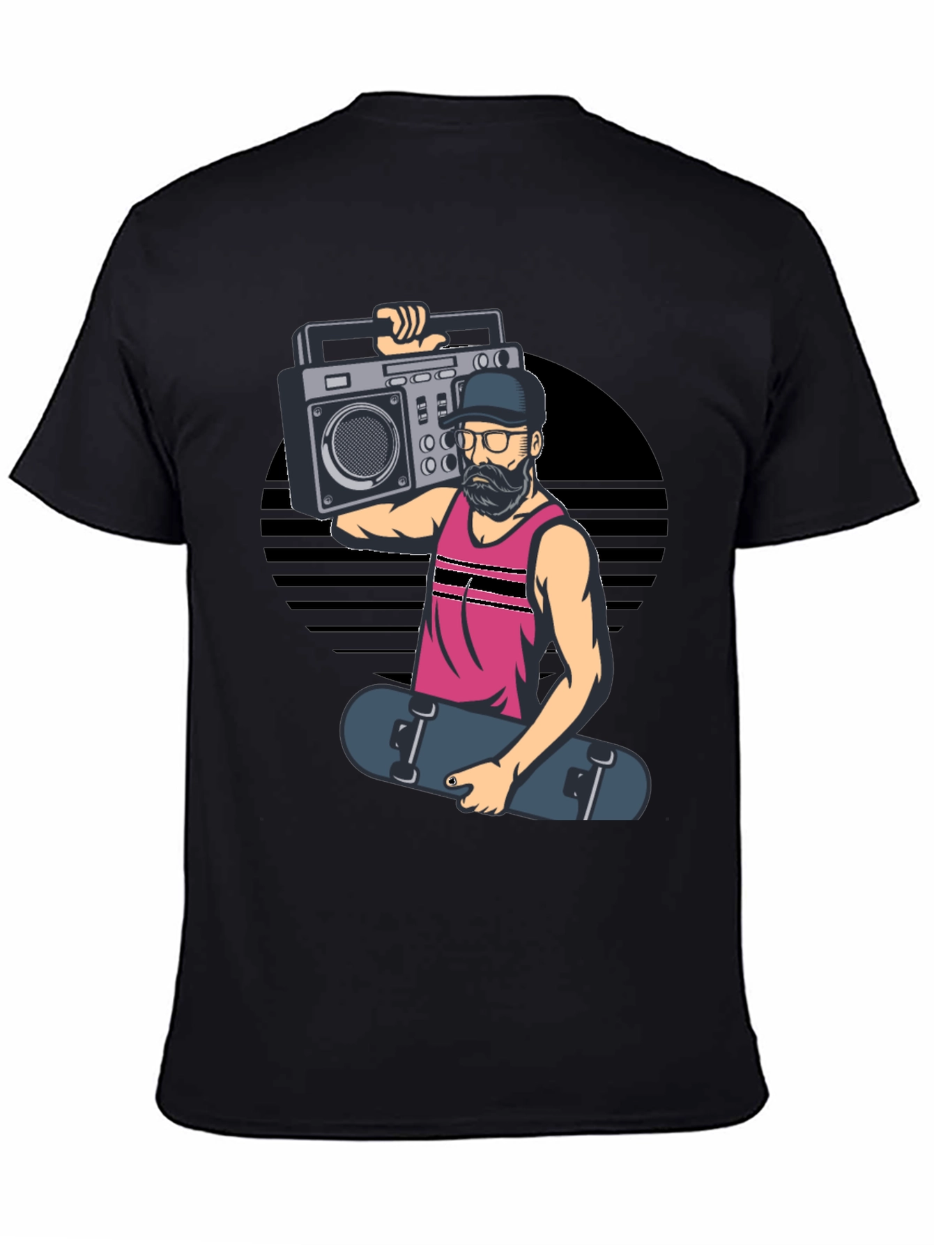 Black Retro Boombox Skater Graphic Tee view 4