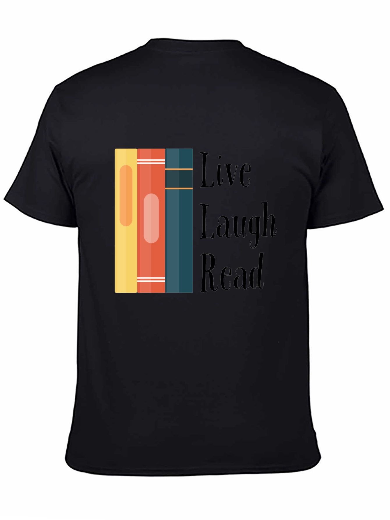 Black Live Laugh Read Bookworm Graphic Tee view 4