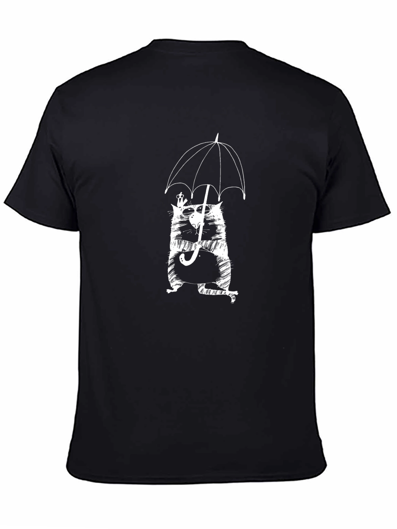 Black Cool Cat Umbrella Graphic Tee - Black T-Shirt view 4