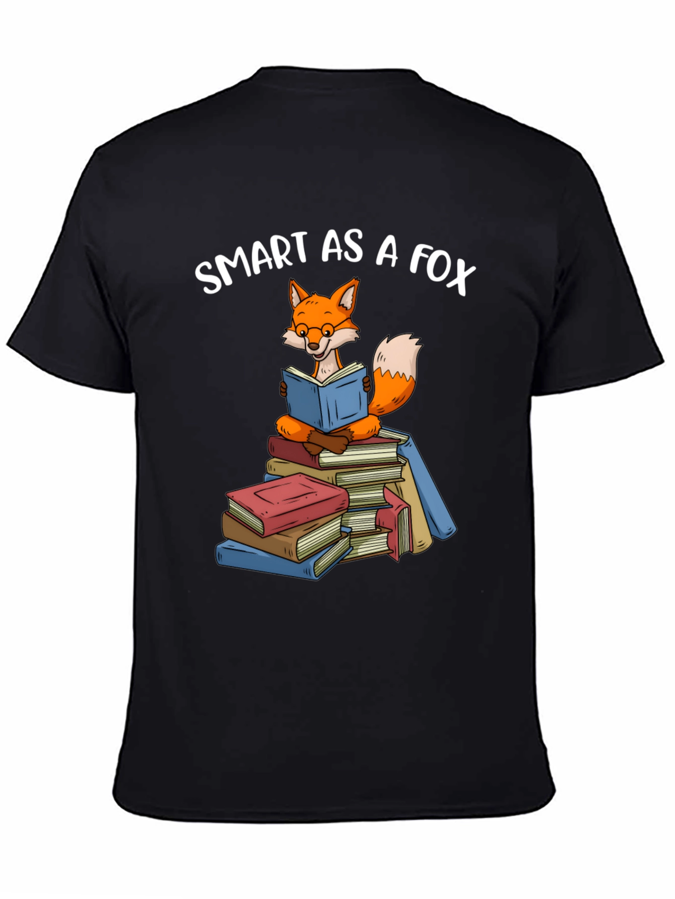 Black Smart Fox Reader T-Shirt - Book Lover Apparel view 4