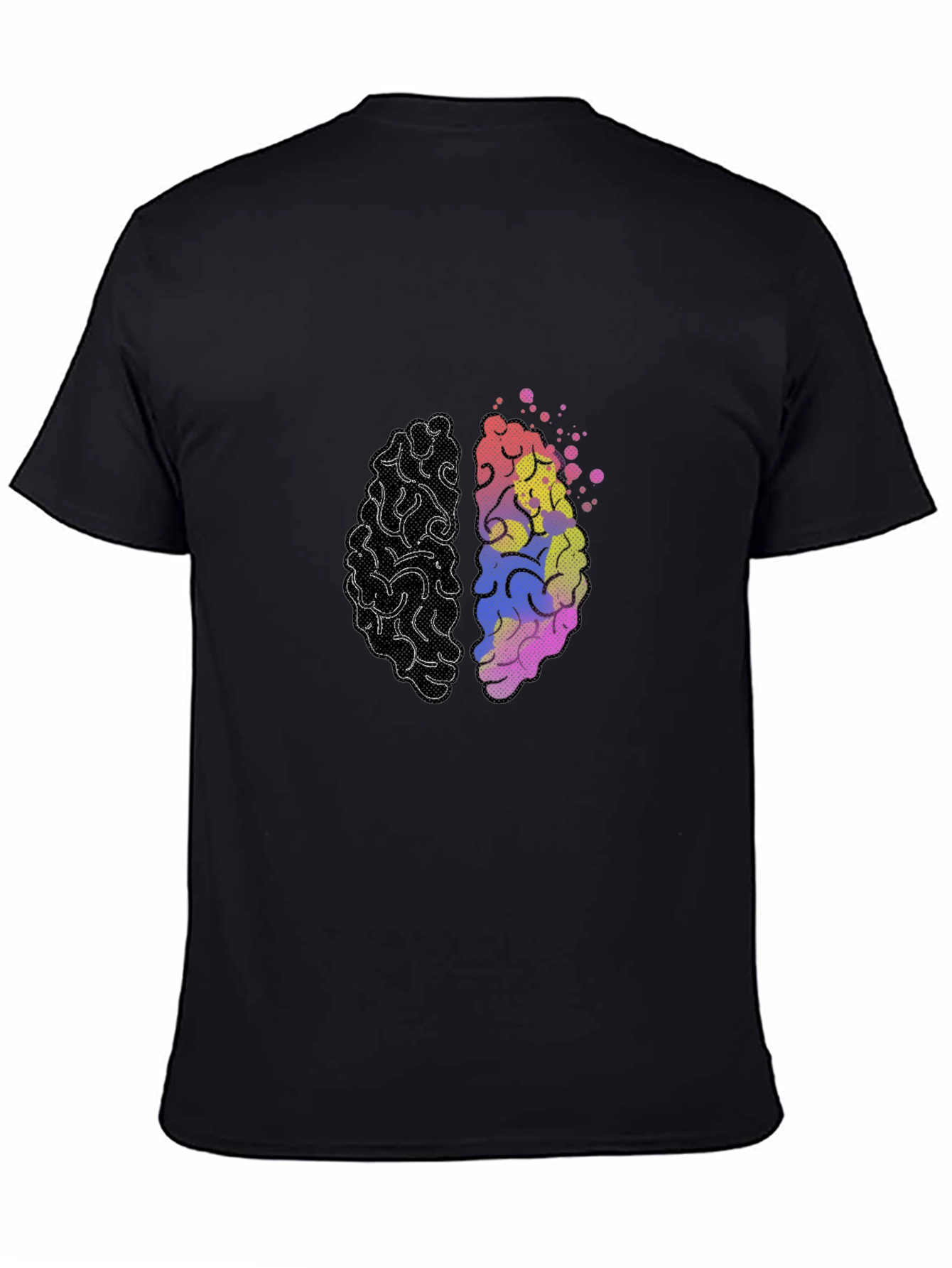 Black Brain Design T-Shirt - Left & Right Brain Graphic Tee view 4